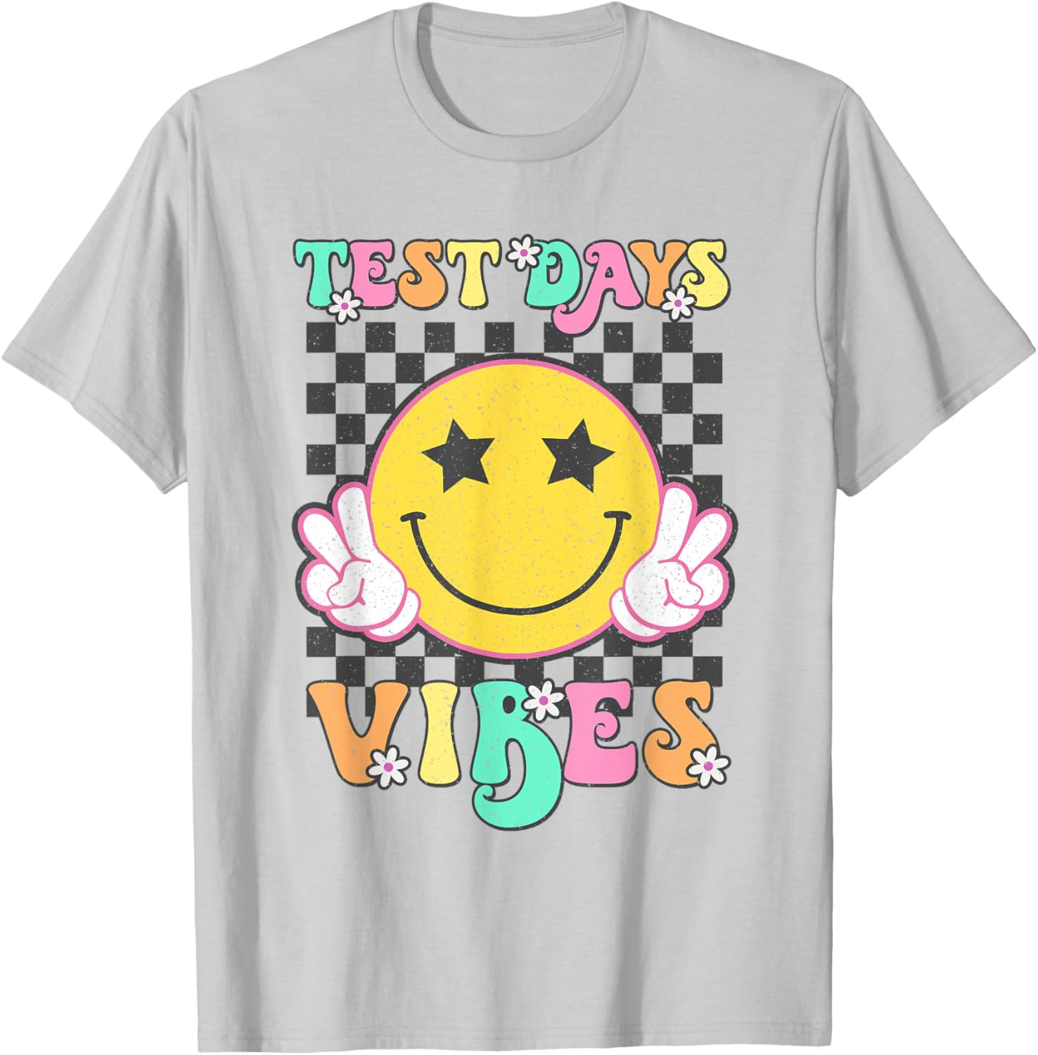 Groovy Test Day Vibes Testing Day Smile Face Boys Girls Kids T-Shirt