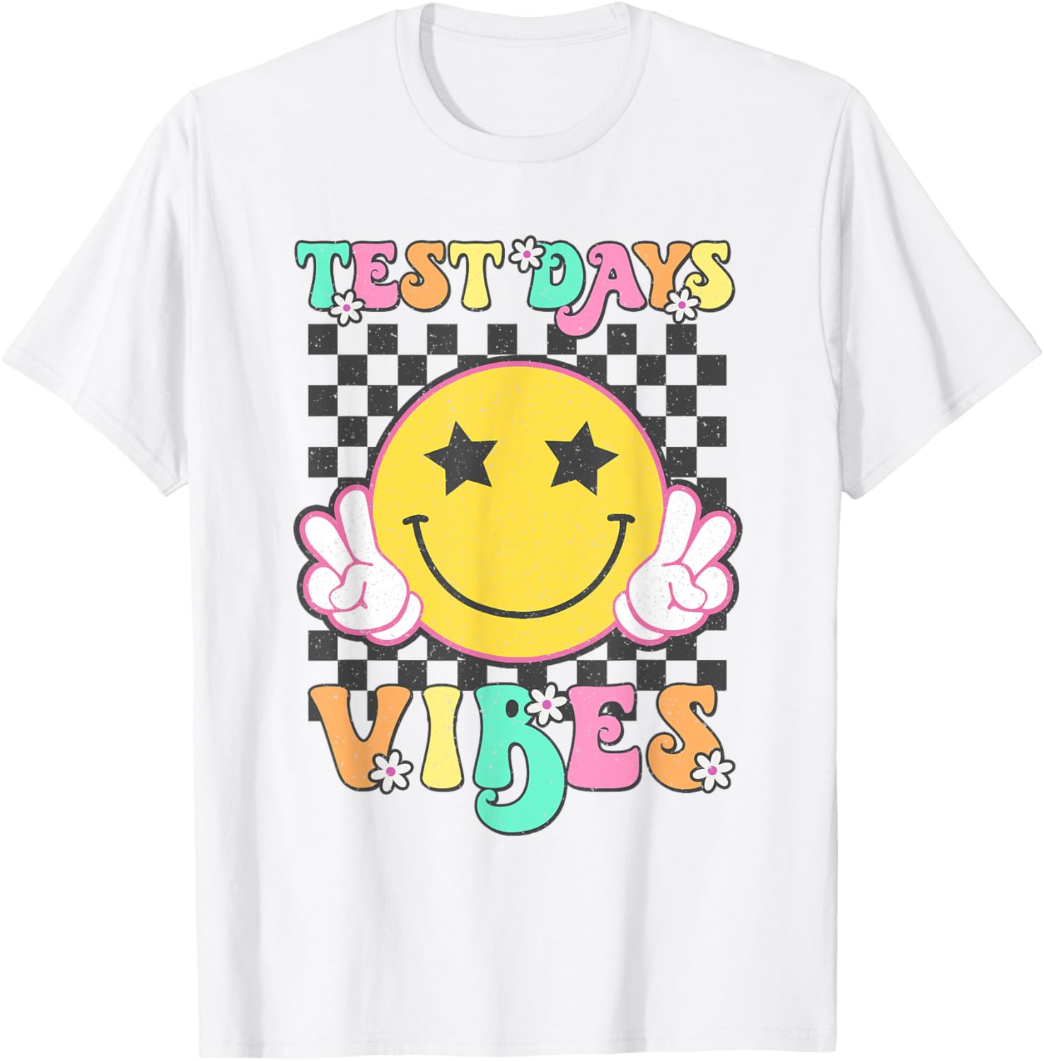 Groovy Test Day Vibes Testing Day Smile Face Boys Girls Kids T-Shirt