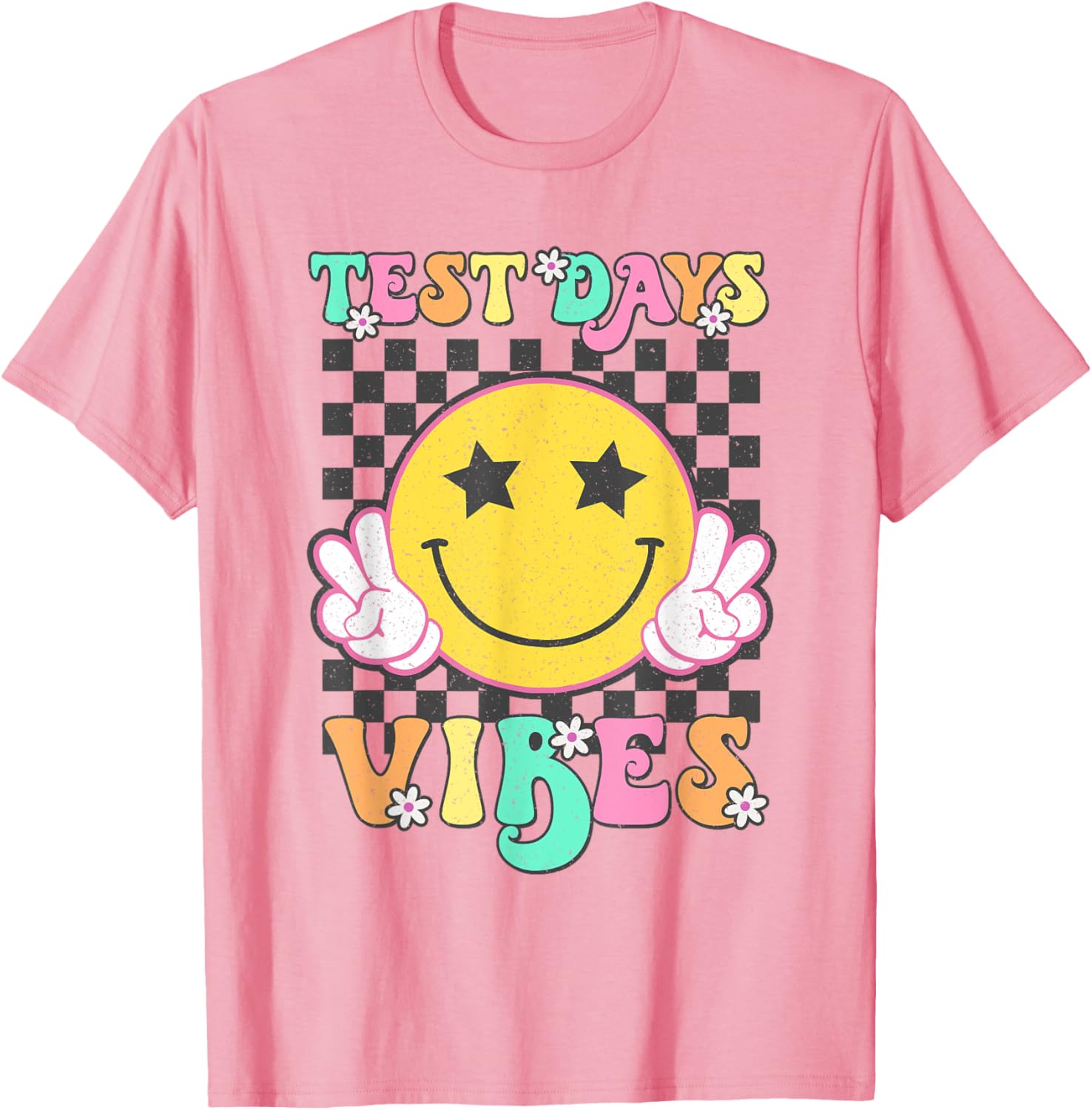 Groovy Test Day Vibes Testing Day Smile Face Boys Girls Kids T-Shirt