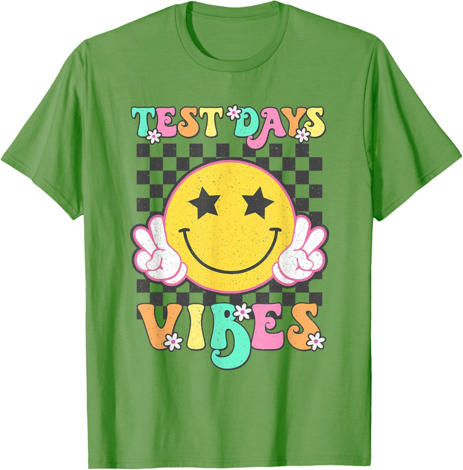 Groovy Test Day Vibes Testing Day Smile Face Boys Girls Kids T-Shirt