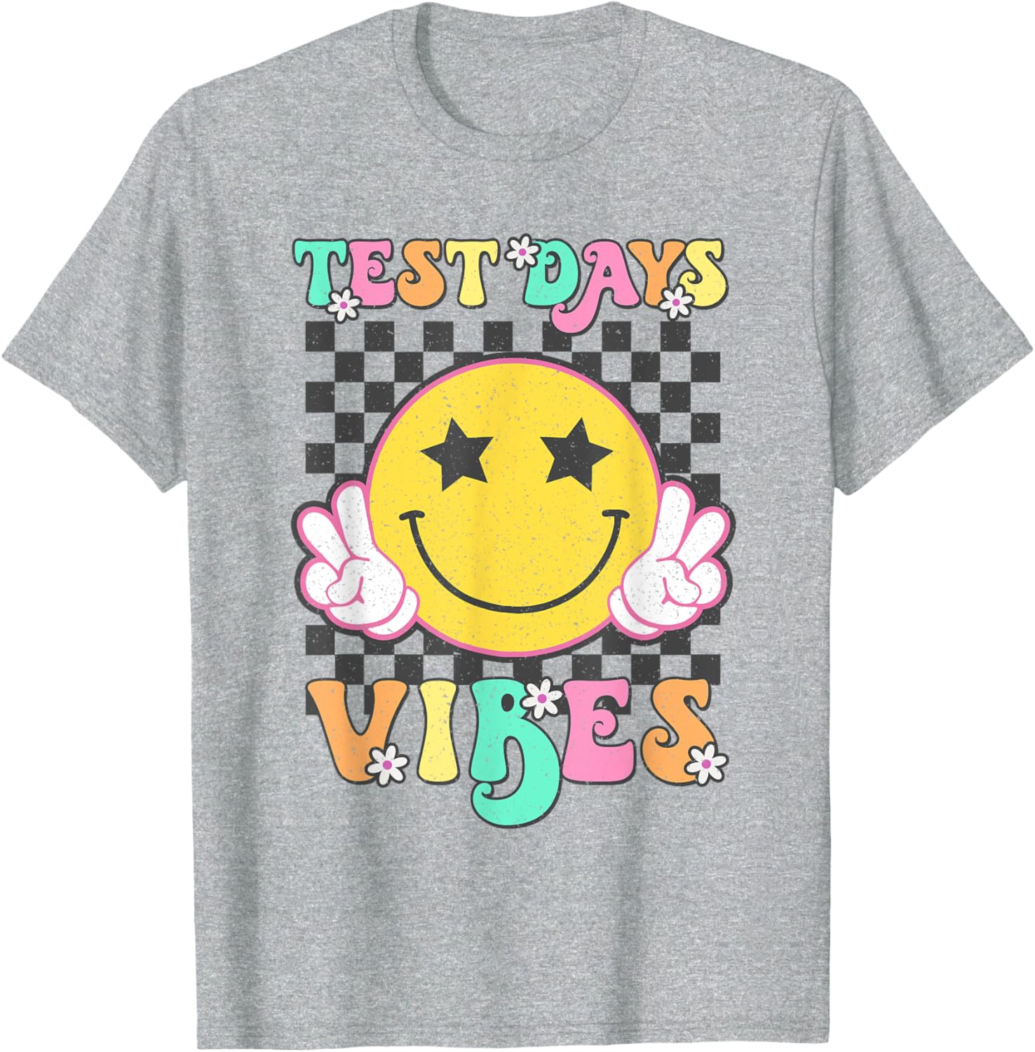 Groovy Test Day Vibes Testing Day Smile Face Boys Girls Kids T-Shirt