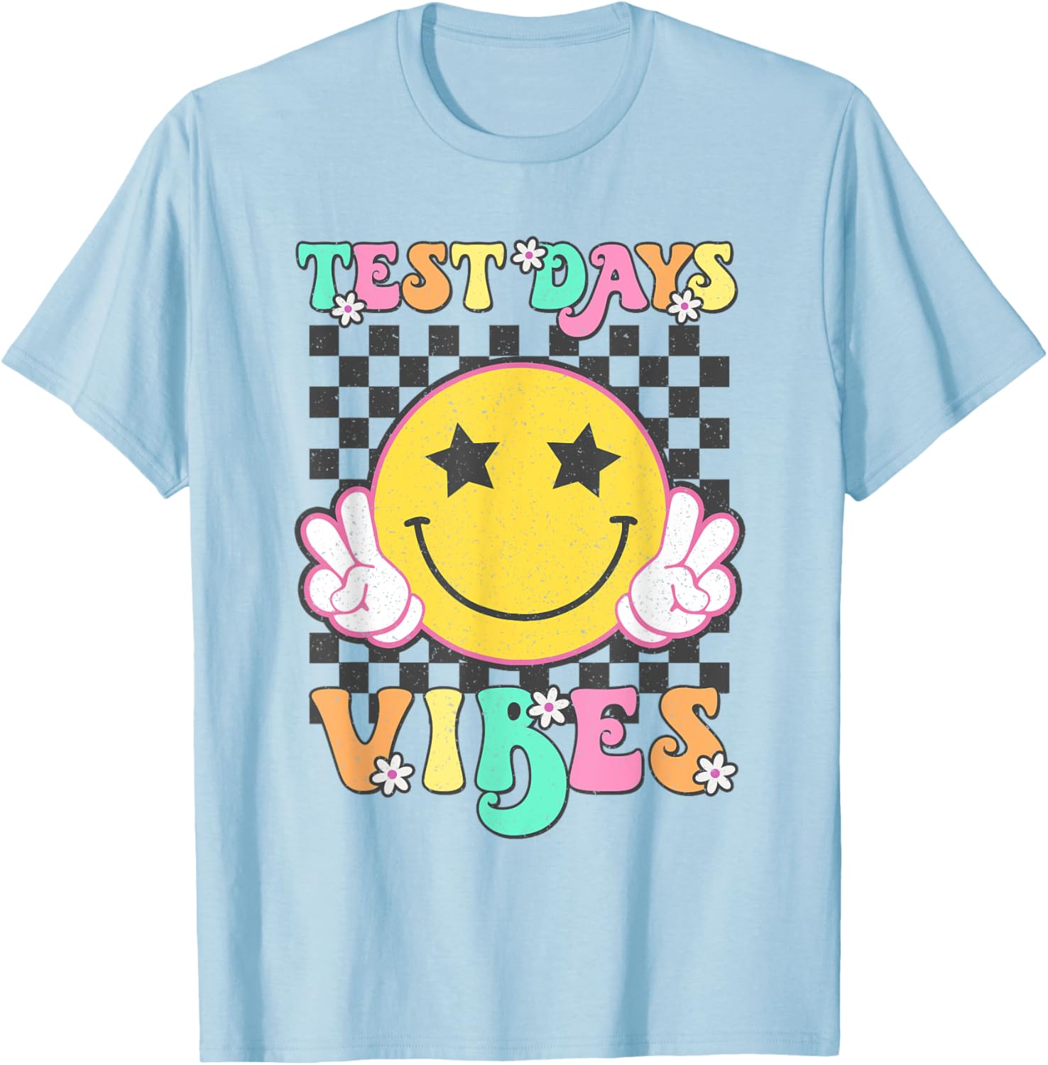 Groovy Test Day Vibes Testing Day Smile Face Boys Girls Kids T-Shirt