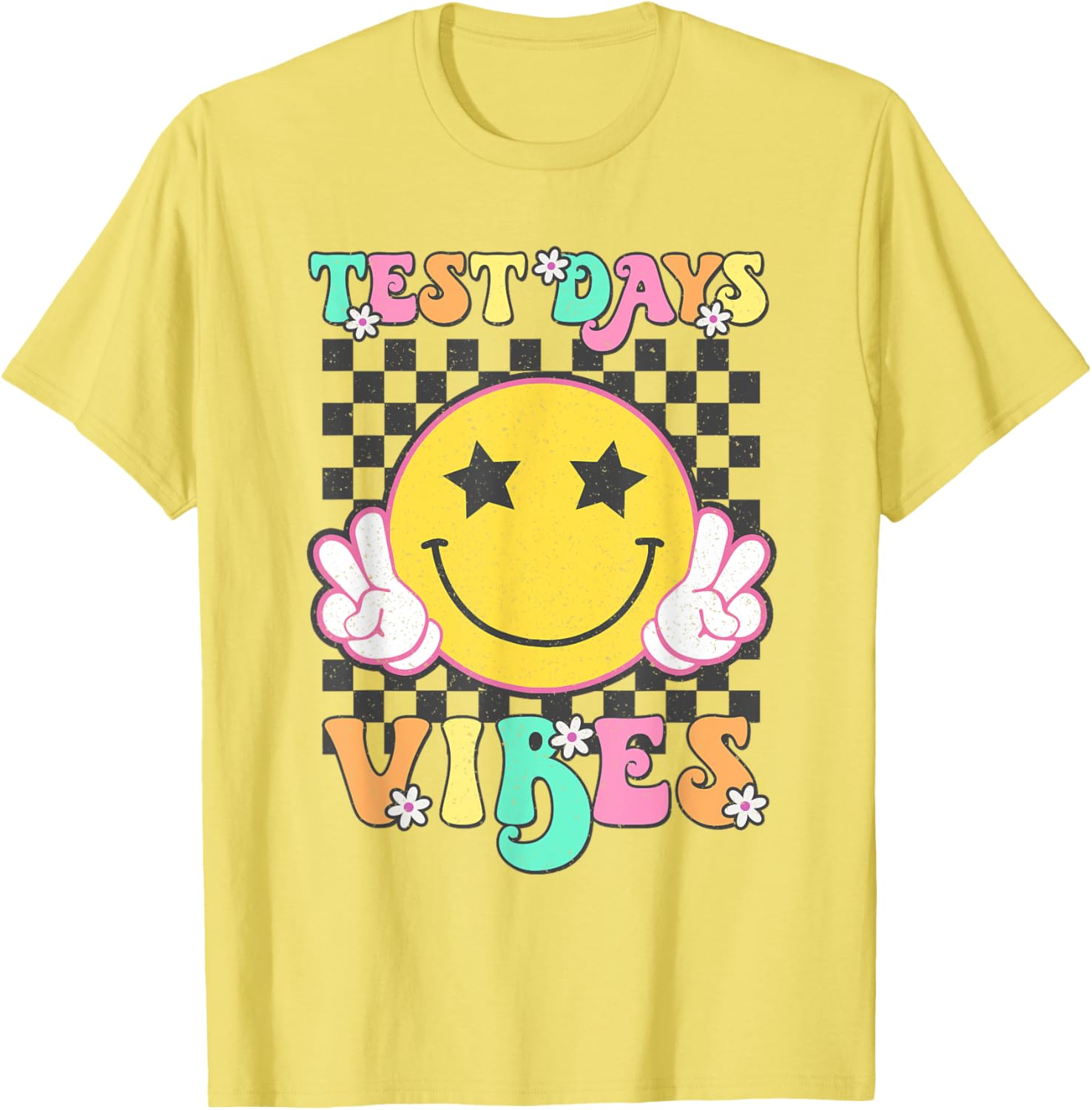 Groovy Test Day Vibes Testing Day Smile Face Boys Girls Kids T-Shirt