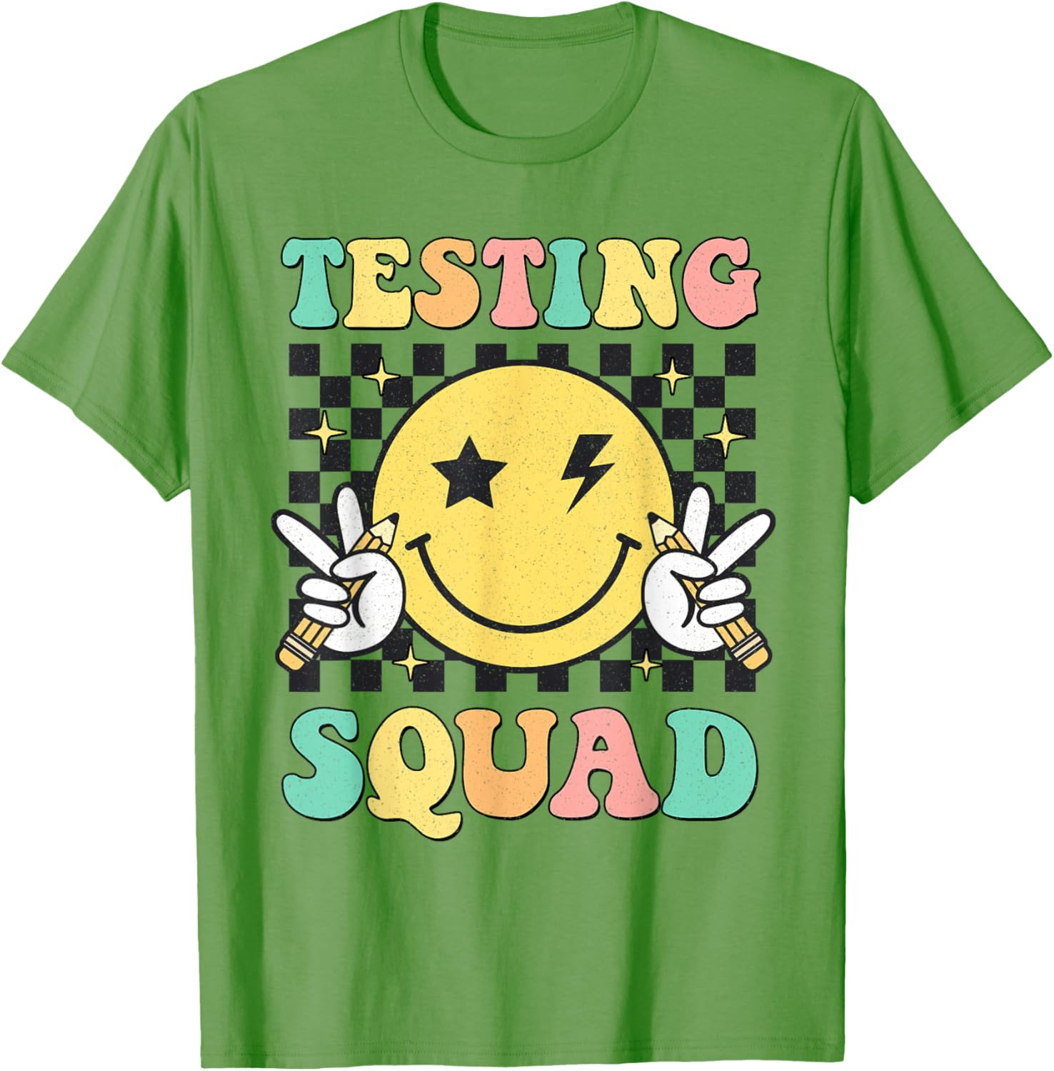 Groovy Testing Squad Smile Face Test Day Teacher Student T-Shirt