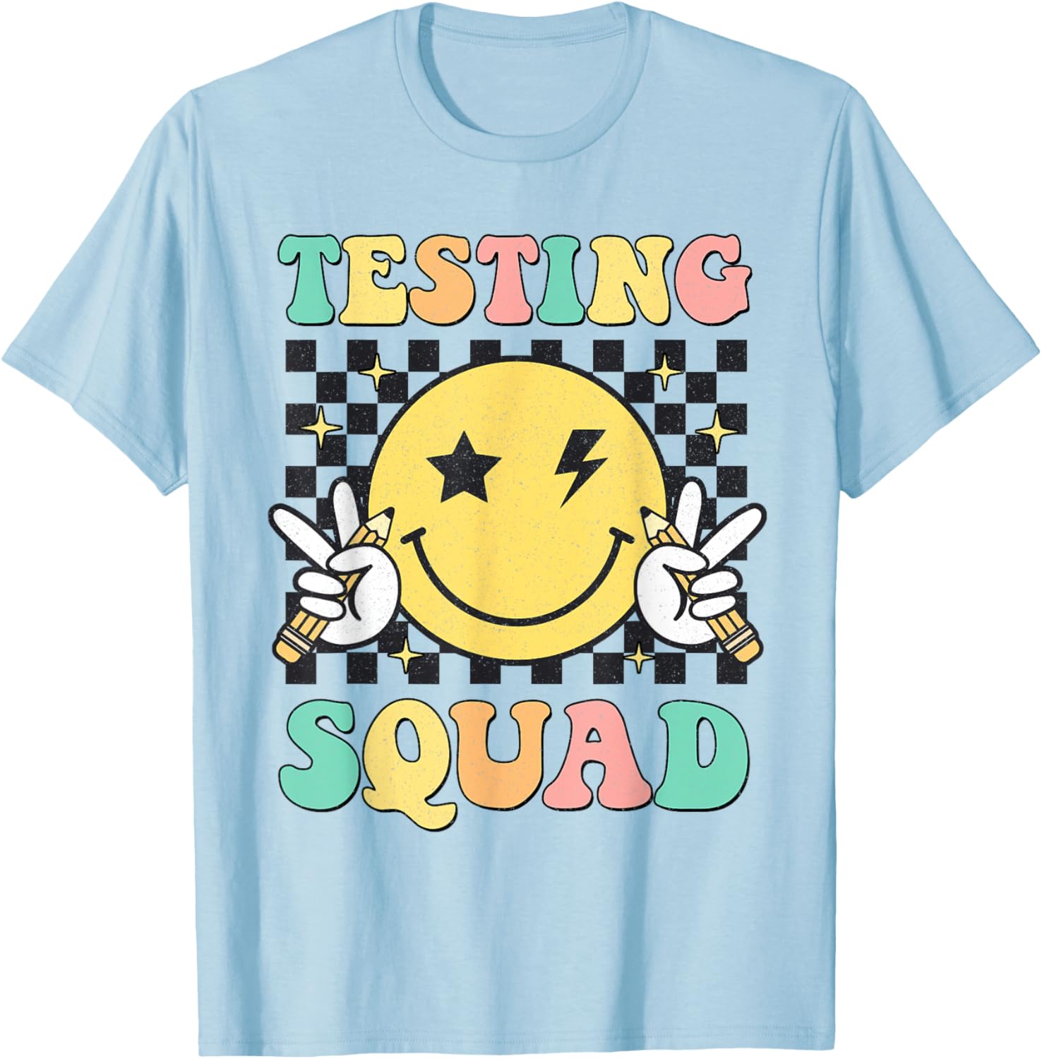 Groovy Testing Squad Smile Face Test Day Teacher Student T-Shirt