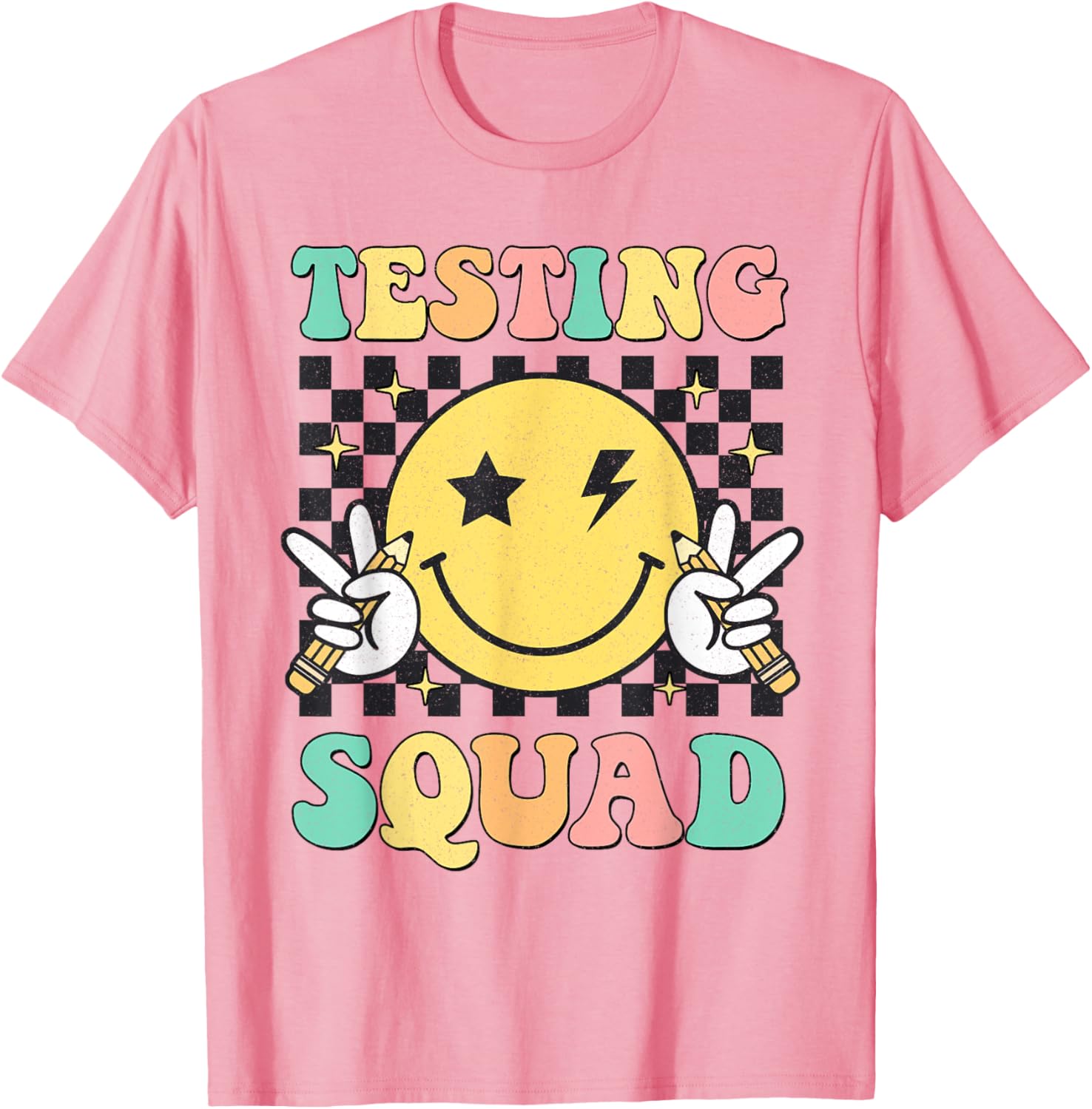 Groovy Testing Squad Smile Face Test Day Teacher Student T-Shirt
