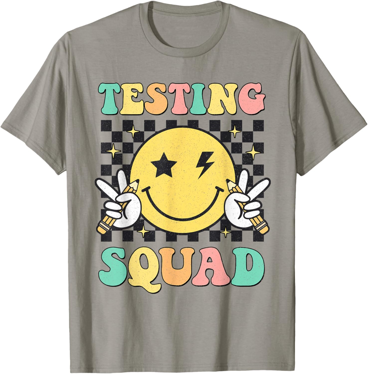 Groovy Testing Squad Smile Face Test Day Teacher Student T-Shirt