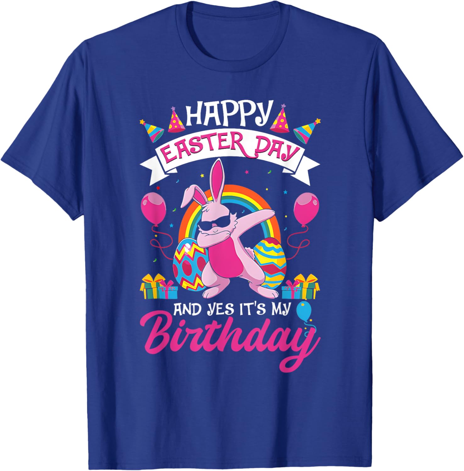 Happy Easter And Yes Its My Birthday Dabbing Bunny Egg Hunt T-Shirt