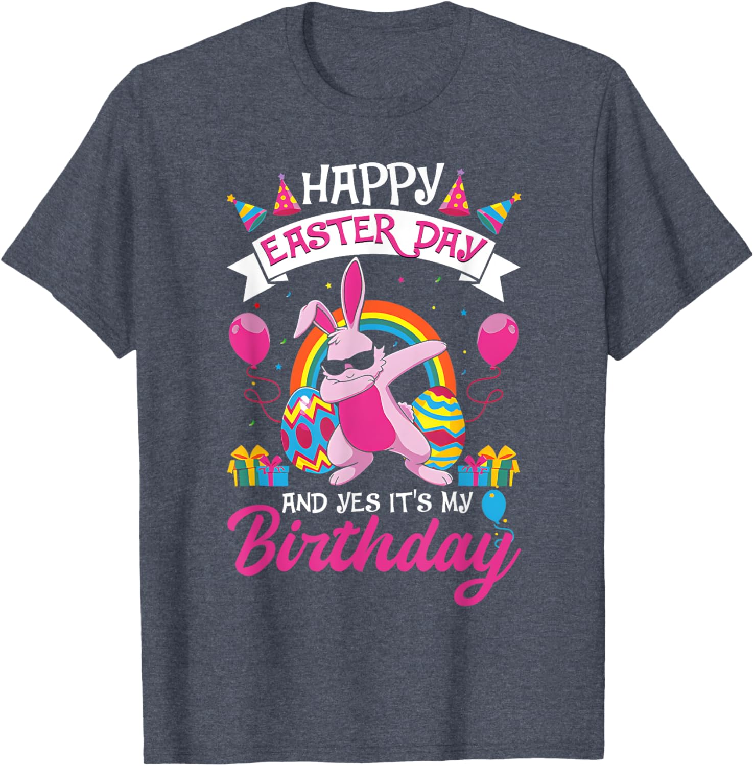 Happy Easter And Yes Its My Birthday Dabbing Bunny Egg Hunt T-Shirt