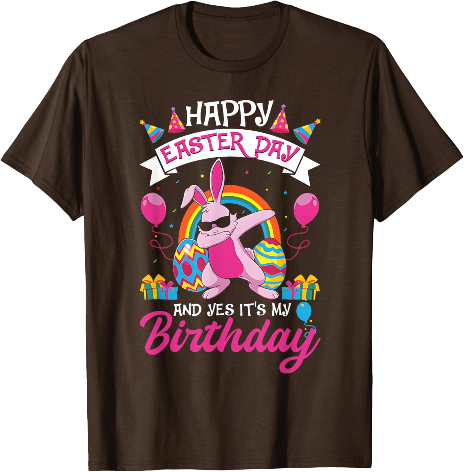 Happy Easter And Yes Its My Birthday Dabbing Bunny Egg Hunt T-Shirt