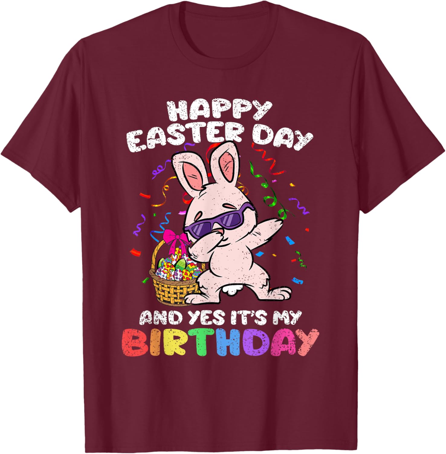 Happy Easter And Yes Its My Birthday Dabbing Bunny Egg Hunt T-Shirt