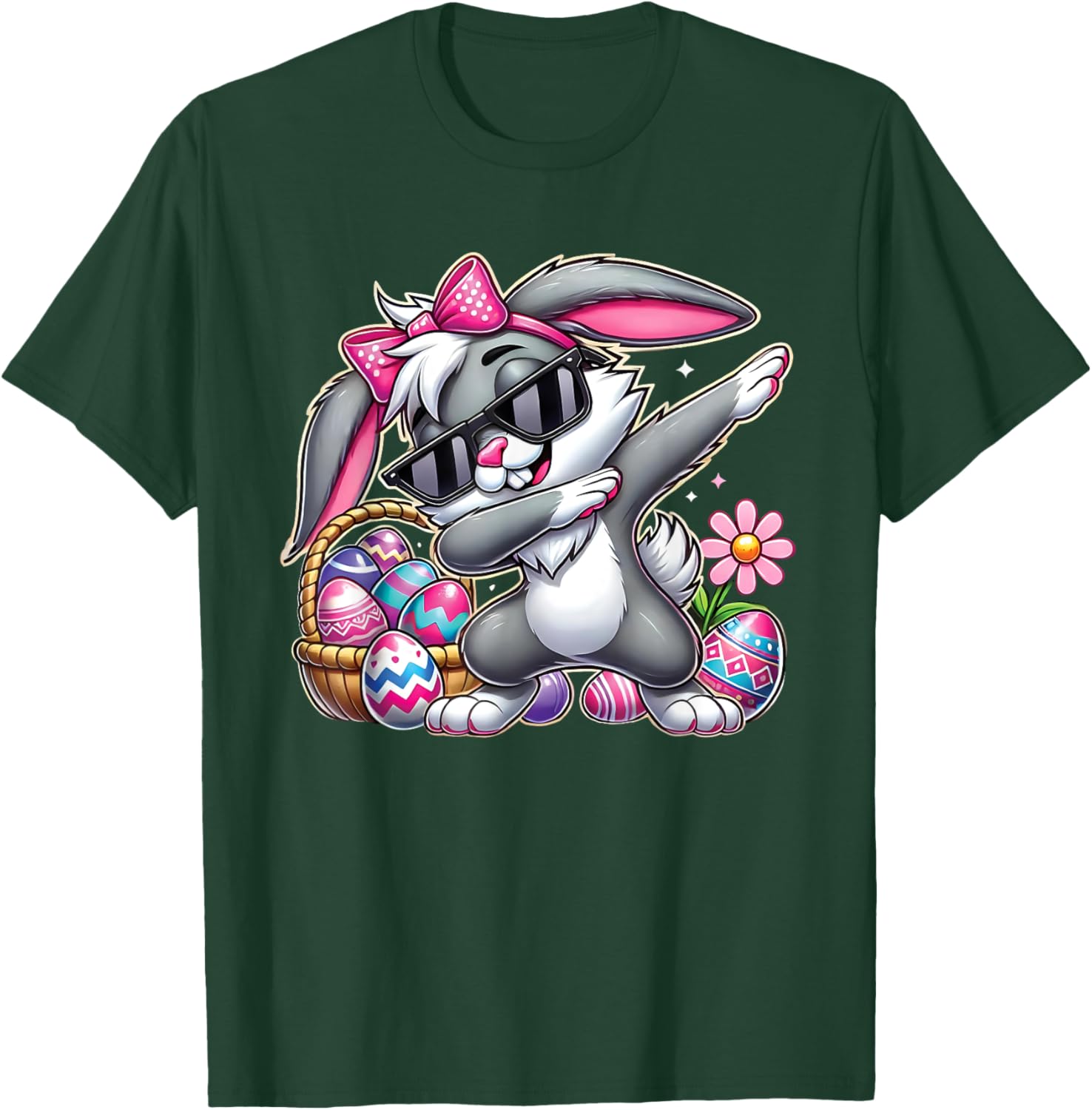 Happy Easter Bruh Bunny Dabbing Sunglasses Egg Hunt Rabbit T-Shirt