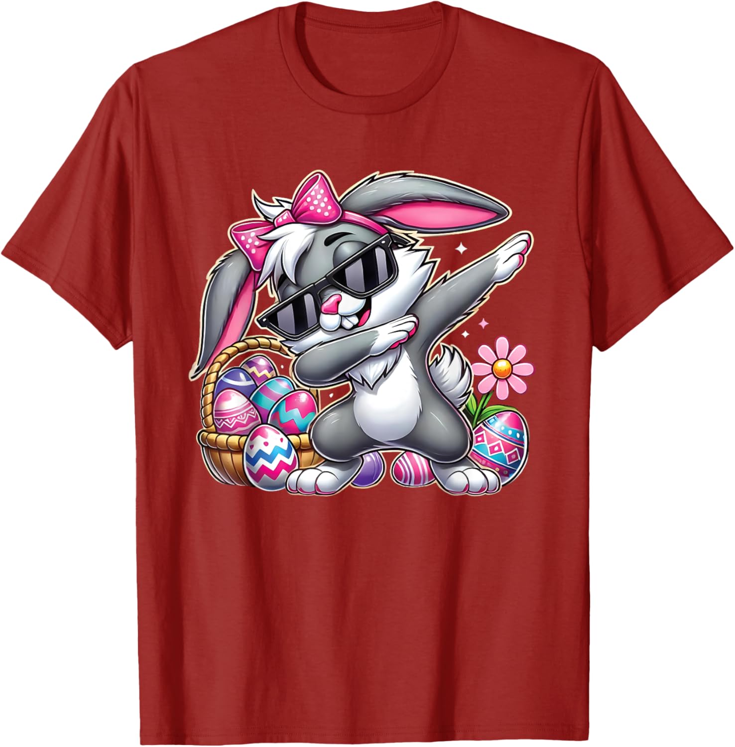 Happy Easter Bruh Bunny Dabbing Sunglasses Egg Hunt Rabbit T-Shirt