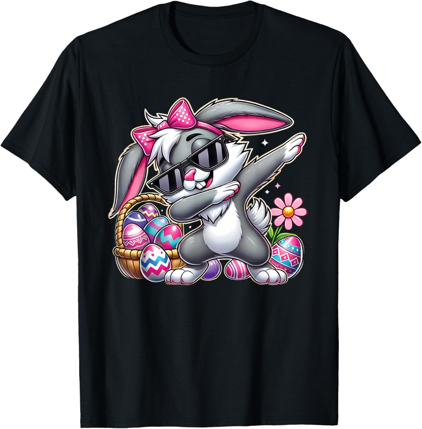 Happy Easter Bruh Bunny Dabbing Sunglasses Egg Hunt Rabbit T-Shirt