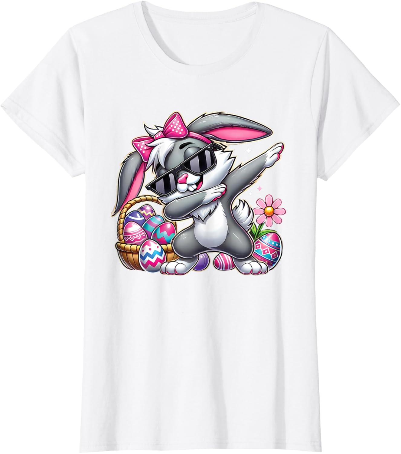 Happy Easter Bruh Bunny Dabbing Sunglasses Egg Hunt Rabbit T-Shirt