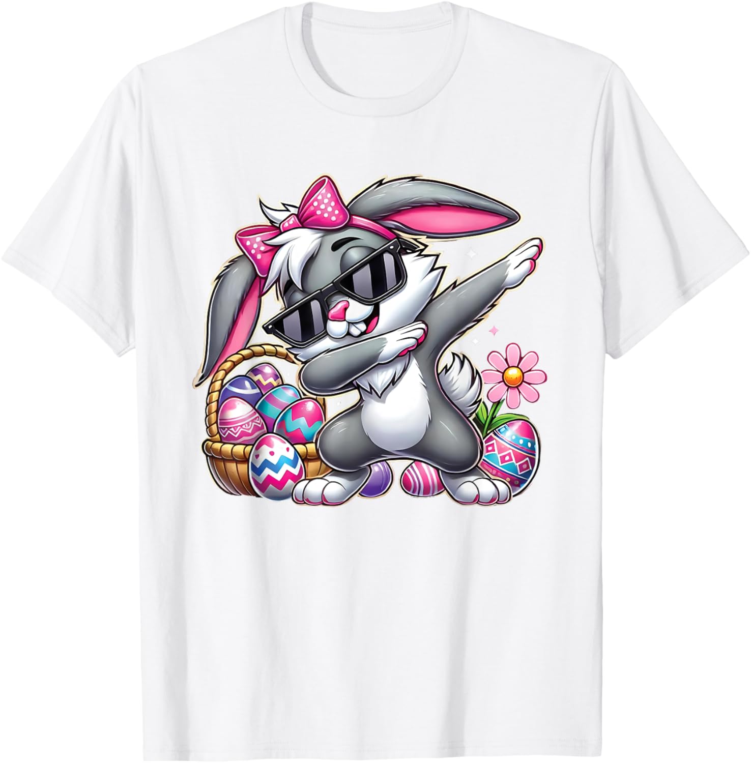 Happy Easter Bruh Bunny Dabbing Sunglasses Egg Hunt Rabbit T-Shirt