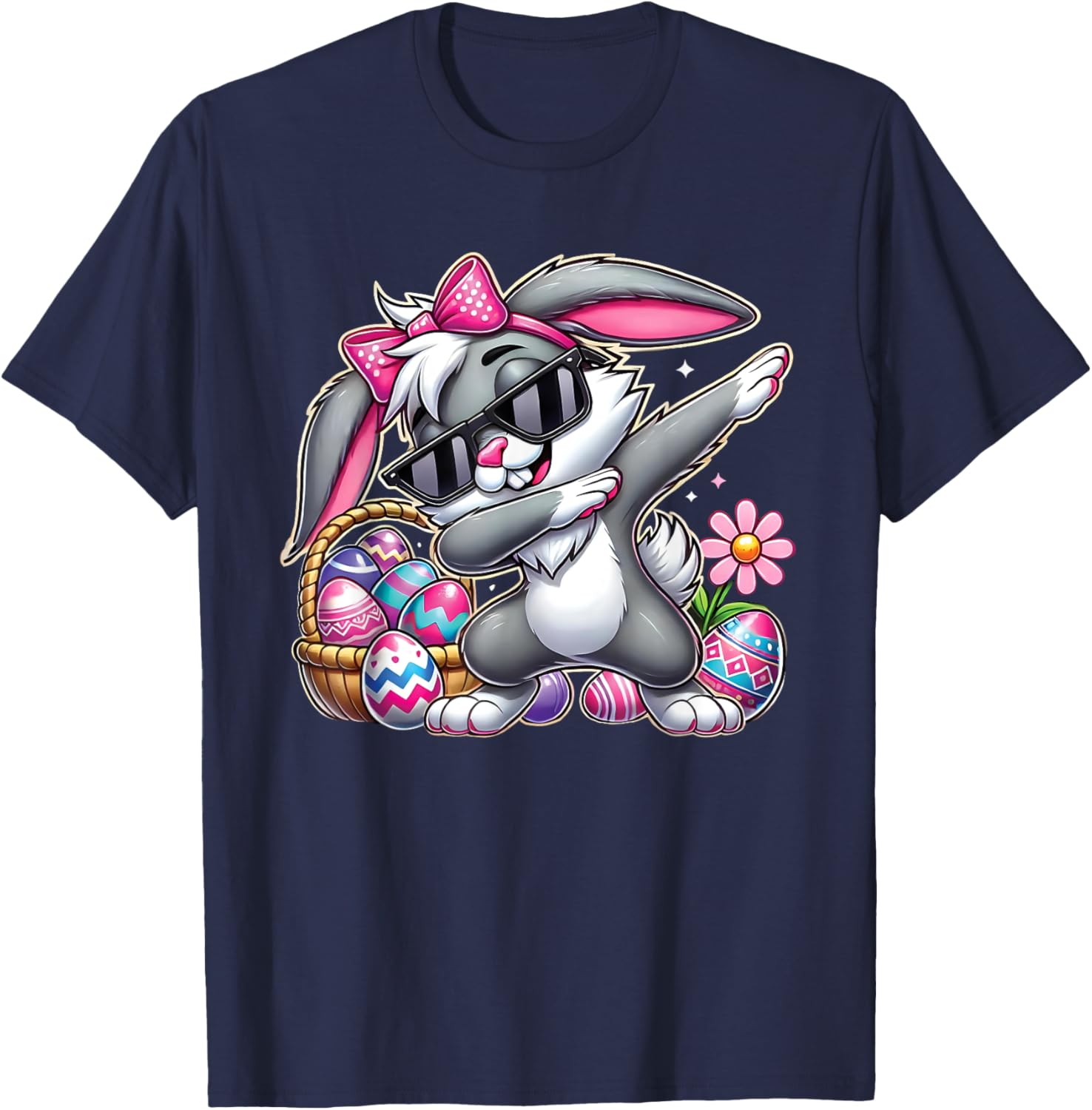 Happy Easter Bruh Bunny Dabbing Sunglasses Egg Hunt Rabbit T-Shirt