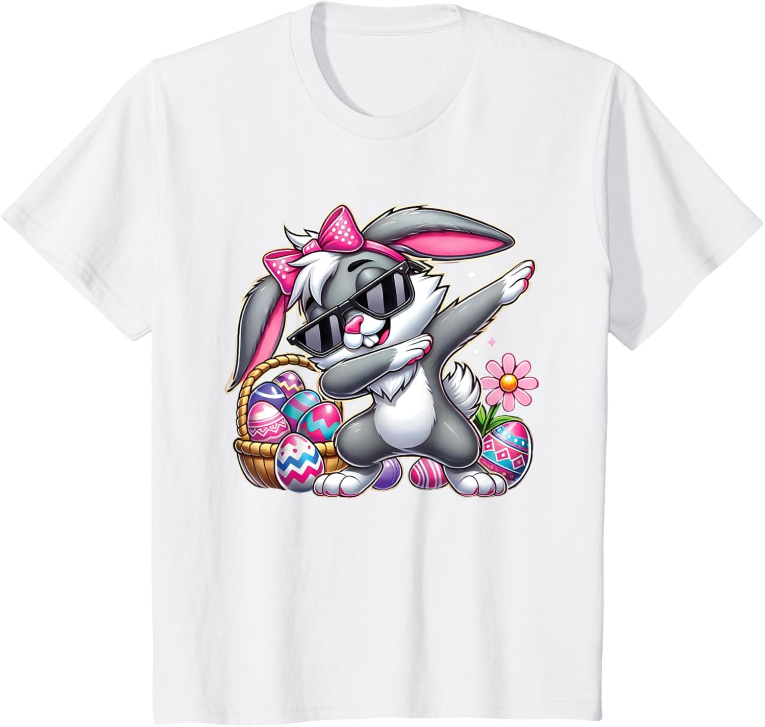 Happy Easter Bruh Bunny Dabbing Sunglasses Egg Hunt Rabbit T-Shirt