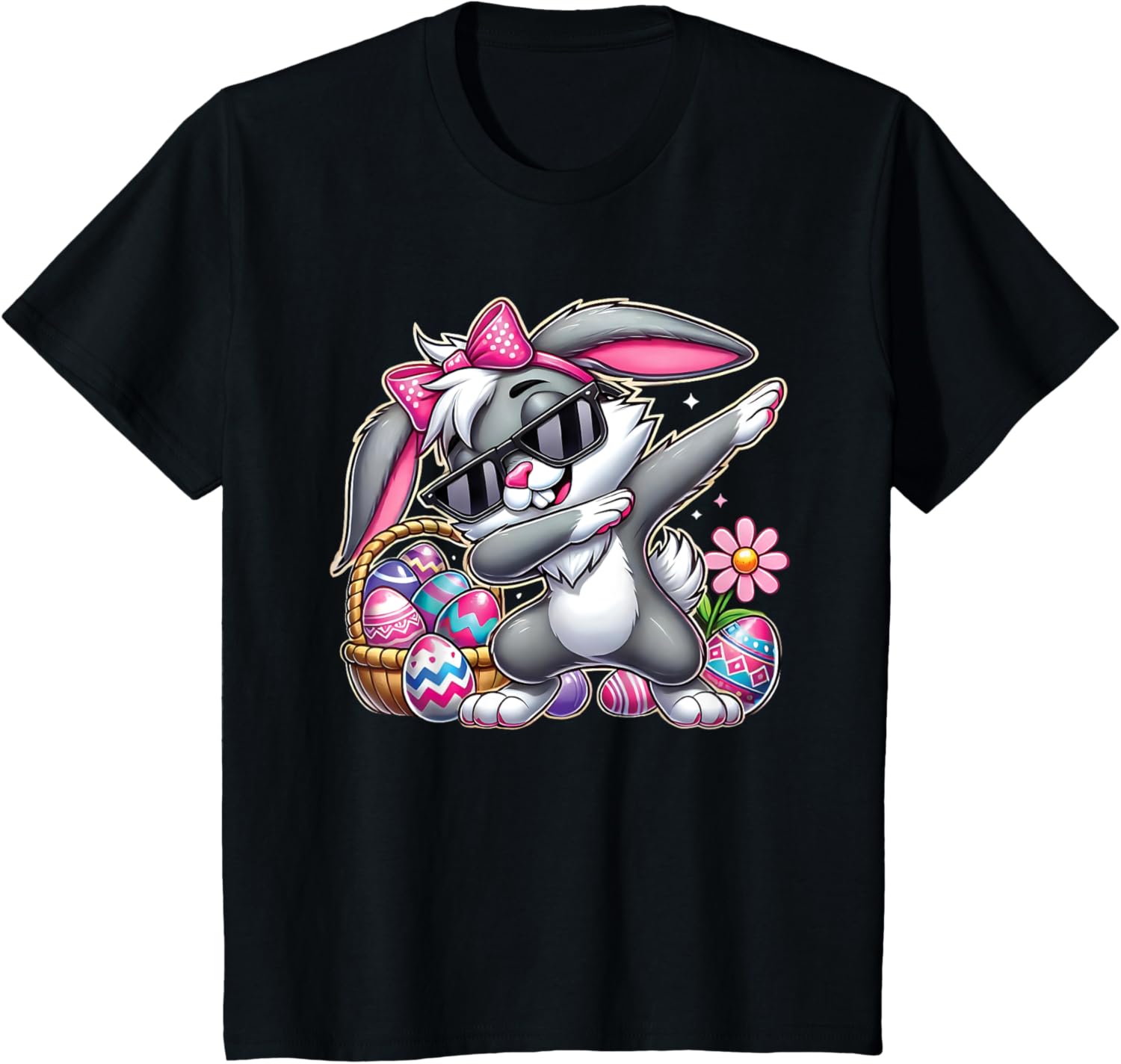 Happy Easter Bruh Bunny Dabbing Sunglasses Egg Hunt Rabbit T-Shirt