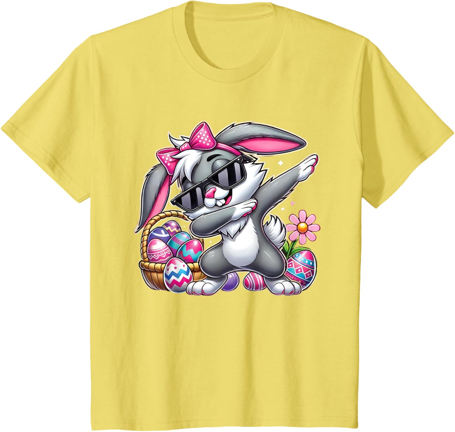 Happy Easter Bruh Bunny Dabbing Sunglasses Egg Hunt Rabbit T-Shirt