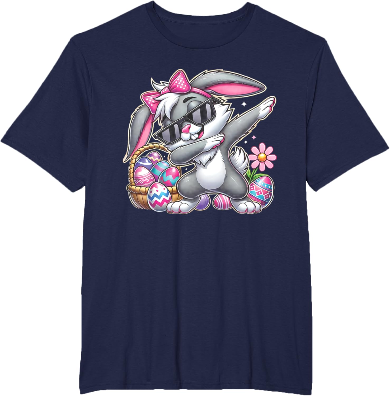 Happy Easter Bruh Bunny Dabbing Sunglasses Egg Hunt Rabbit T-Shirt