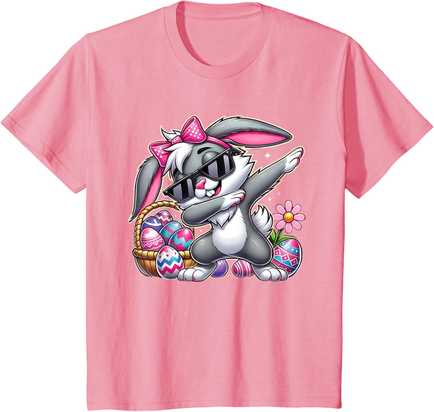 Happy Easter Bruh Bunny Dabbing Sunglasses Egg Hunt Rabbit T-Shirt