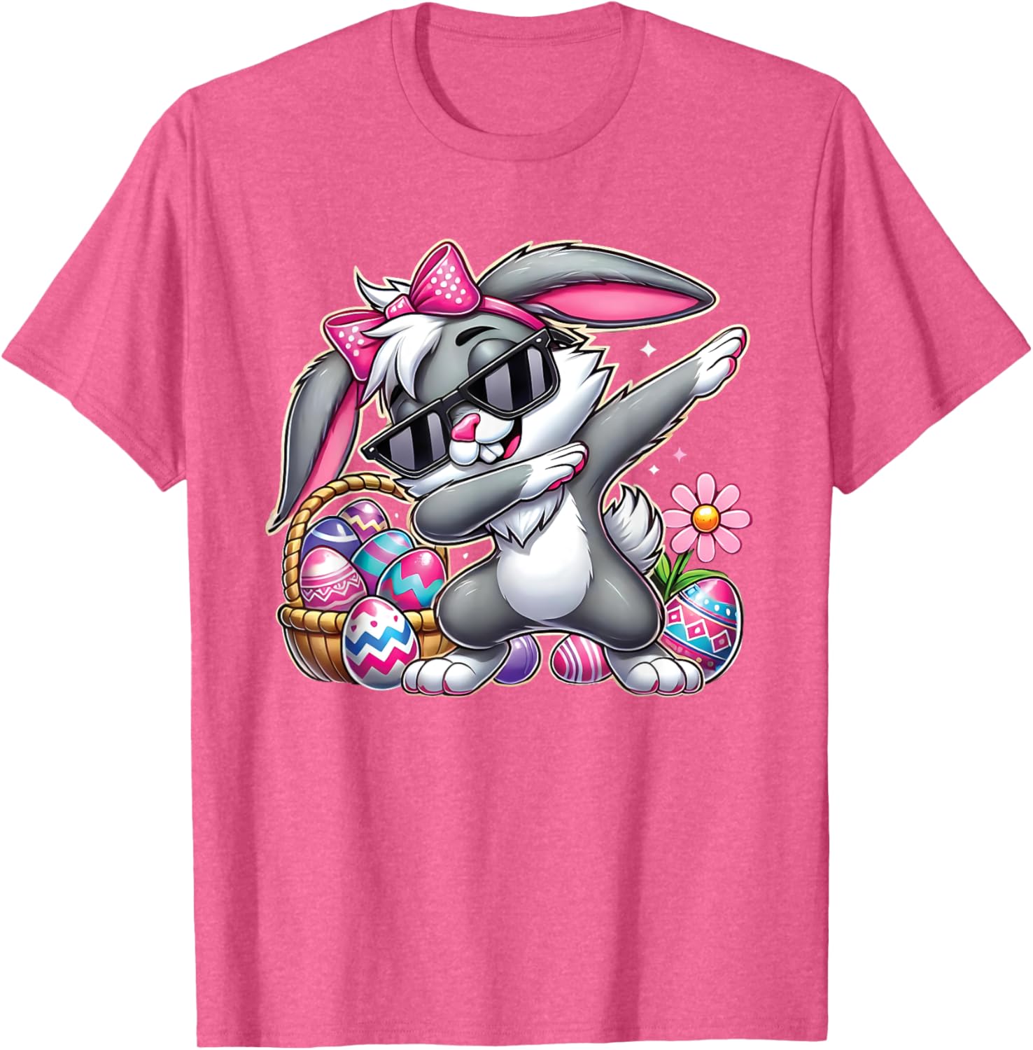 Happy Easter Bruh Bunny Dabbing Sunglasses Egg Hunt Rabbit T-Shirt