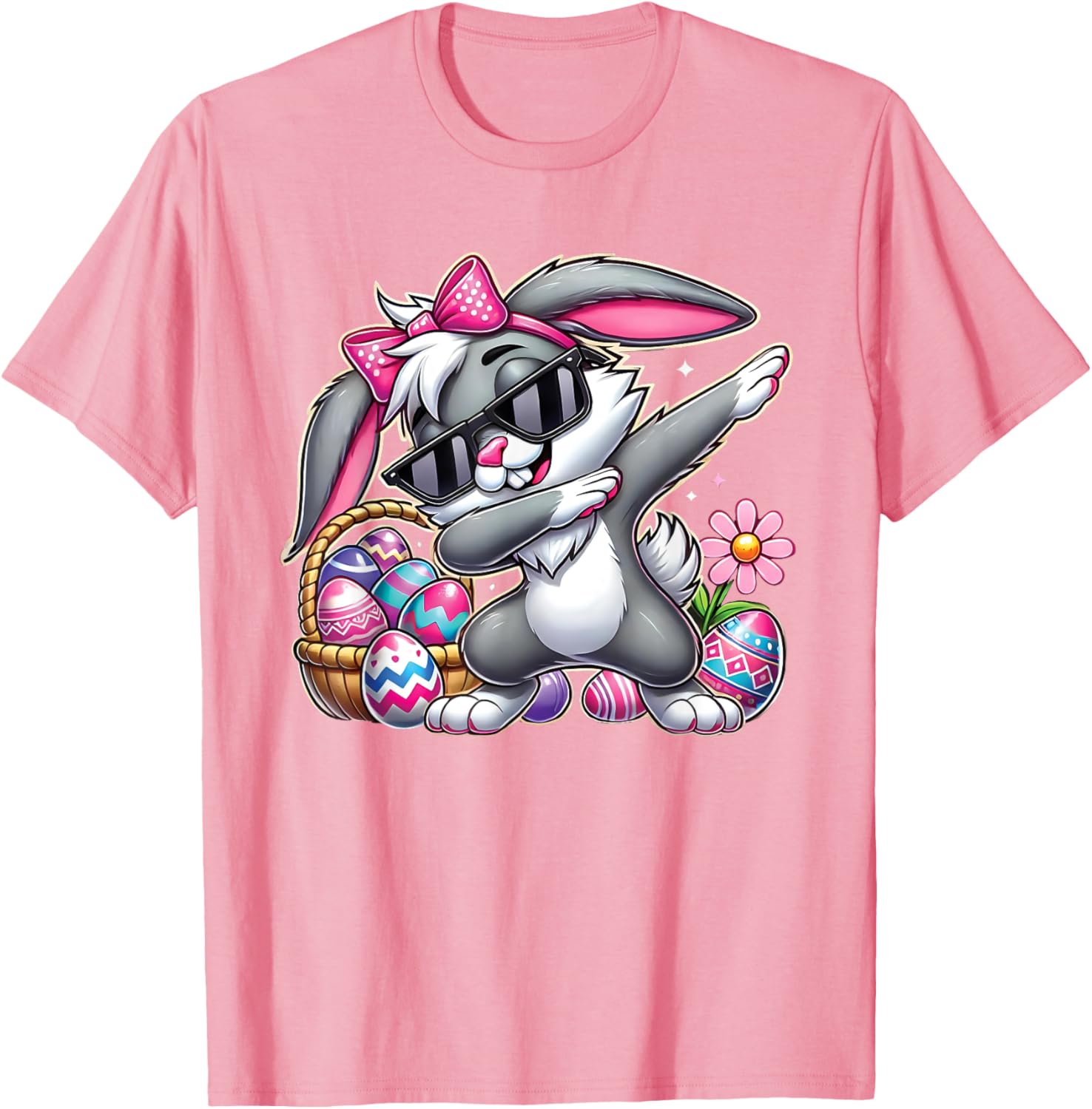 Happy Easter Bruh Bunny Dabbing Sunglasses Egg Hunt Rabbit T-Shirt