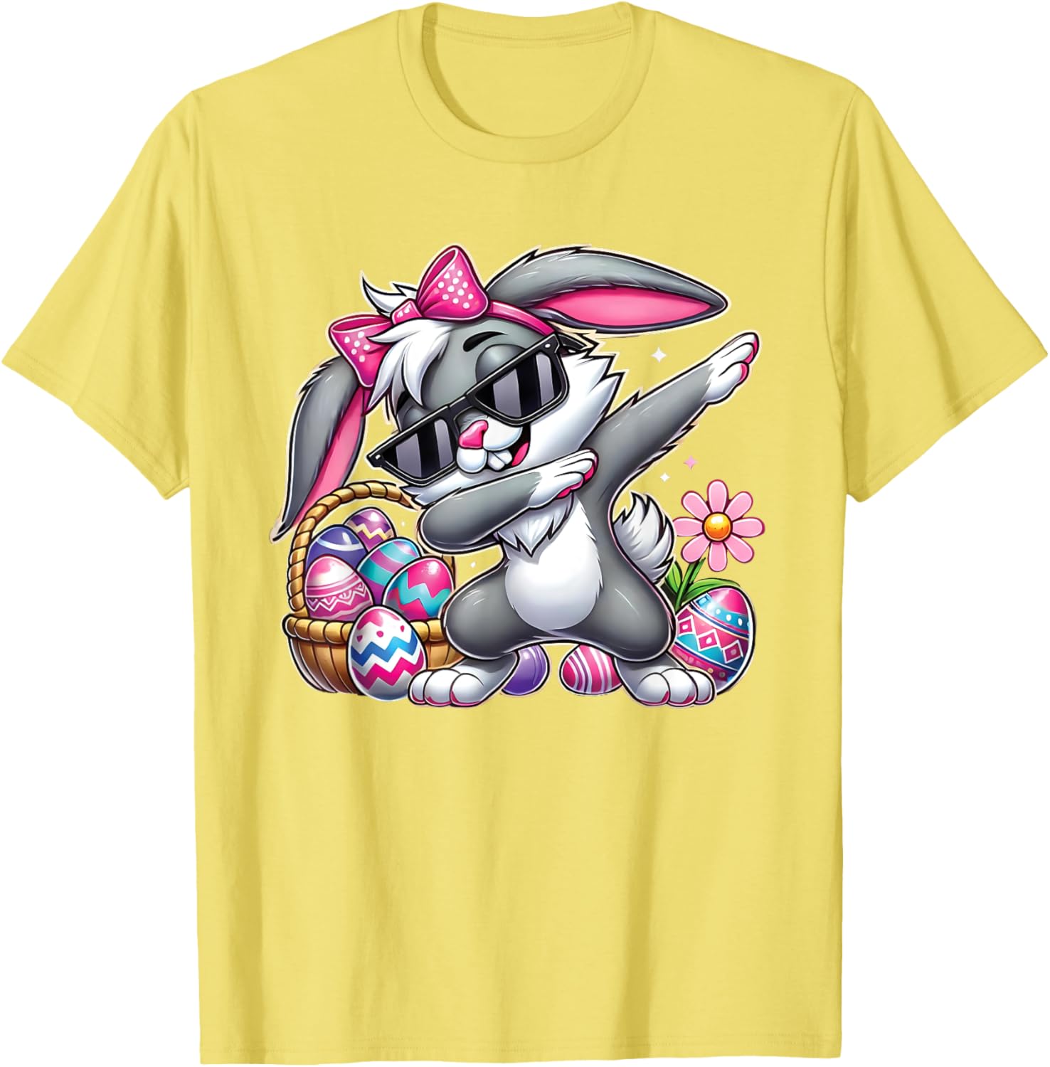 Happy Easter Bruh Bunny Dabbing Sunglasses Egg Hunt Rabbit T-Shirt