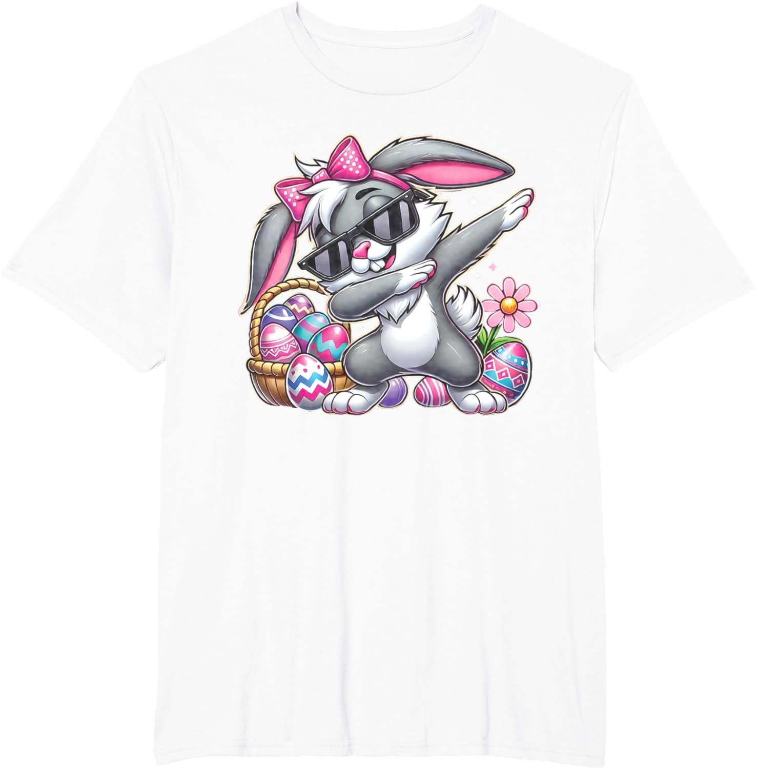 Happy Easter Bruh Bunny Dabbing Sunglasses Egg Hunt Rabbit T-Shirt