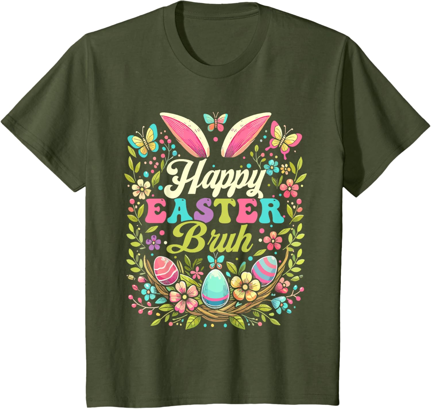 Happy Easter Bruh Bunny Rabbit Ears Easter Day 2025 T-Shirt