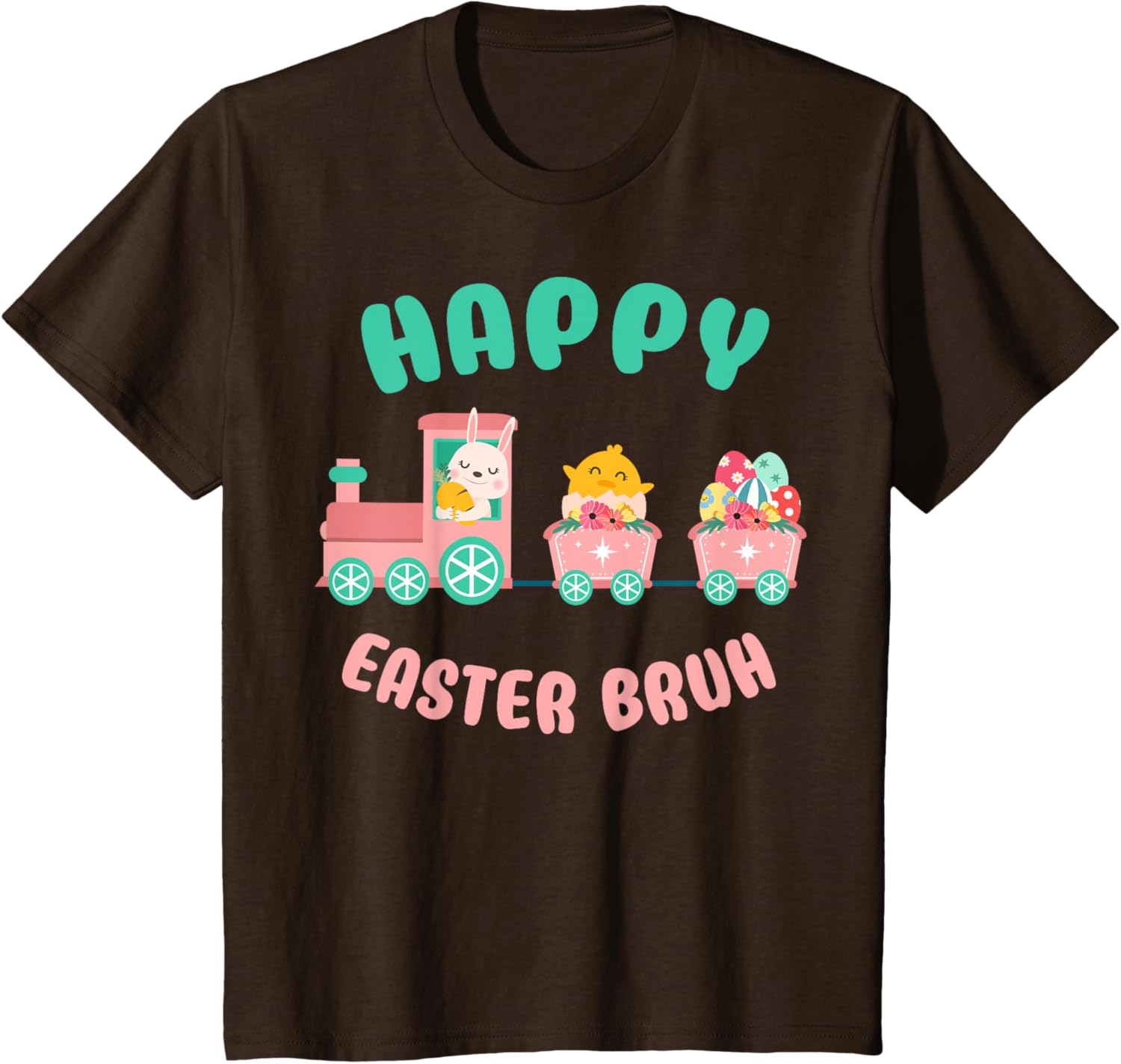 Happy Easter Bruh Cute Bunny And Train Easter Day T-Shirt