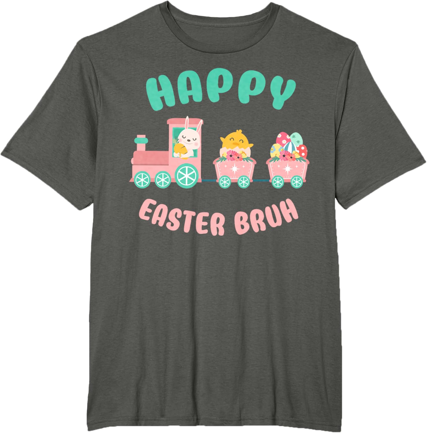 Happy Easter Bruh Cute Bunny And Train Easter Day T-Shirt