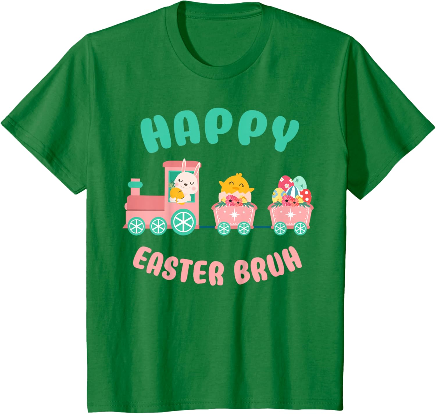 Happy Easter Bruh Cute Bunny And Train Easter Day T-Shirt