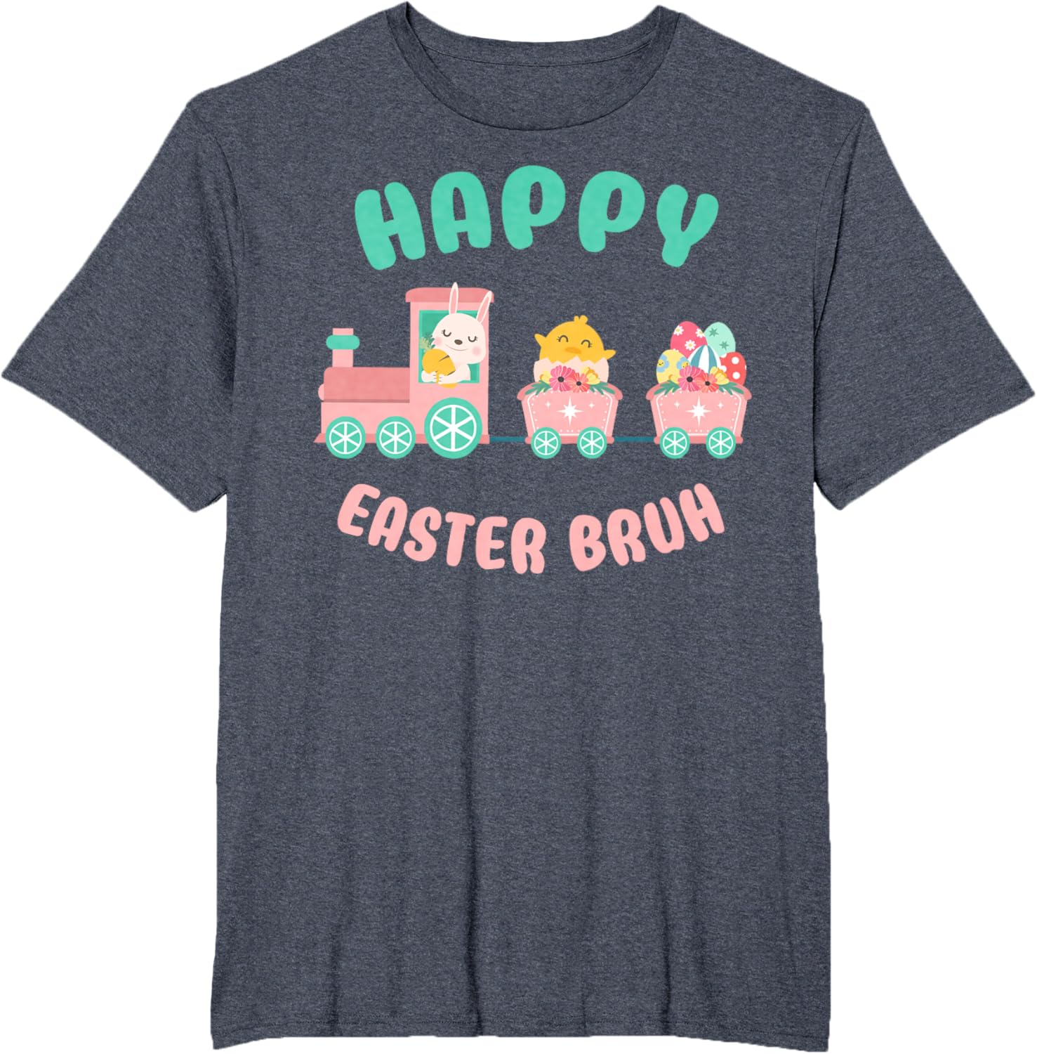 Happy Easter Bruh Cute Bunny And Train Easter Day T-Shirt