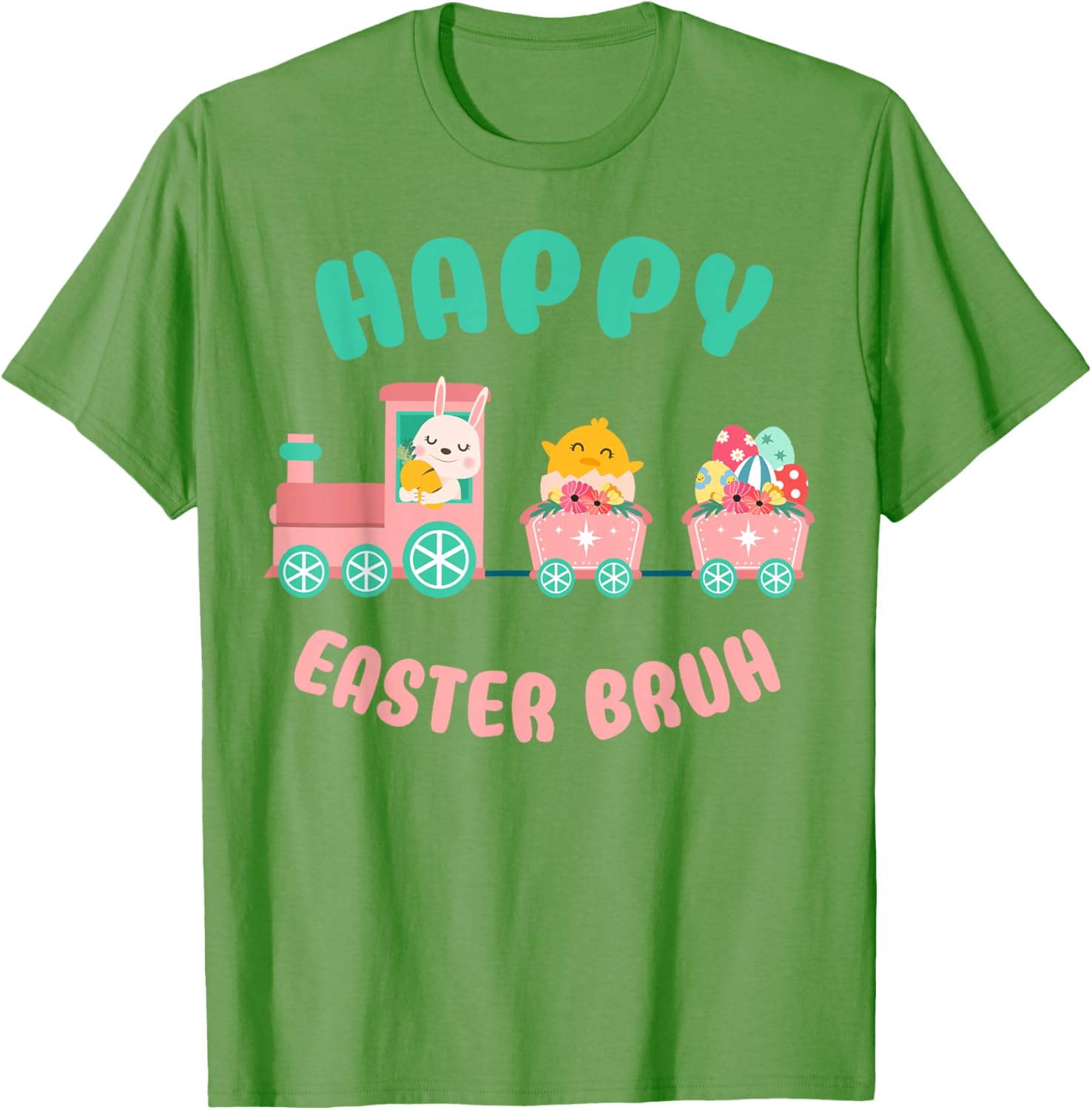 Happy Easter Bruh Cute Bunny And Train Easter Day T-Shirt