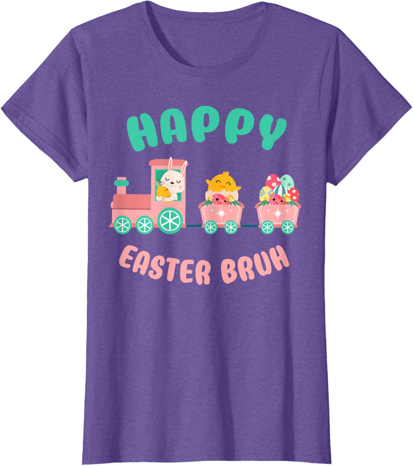 Happy Easter Bruh Cute Bunny And Train Easter Day T-Shirt