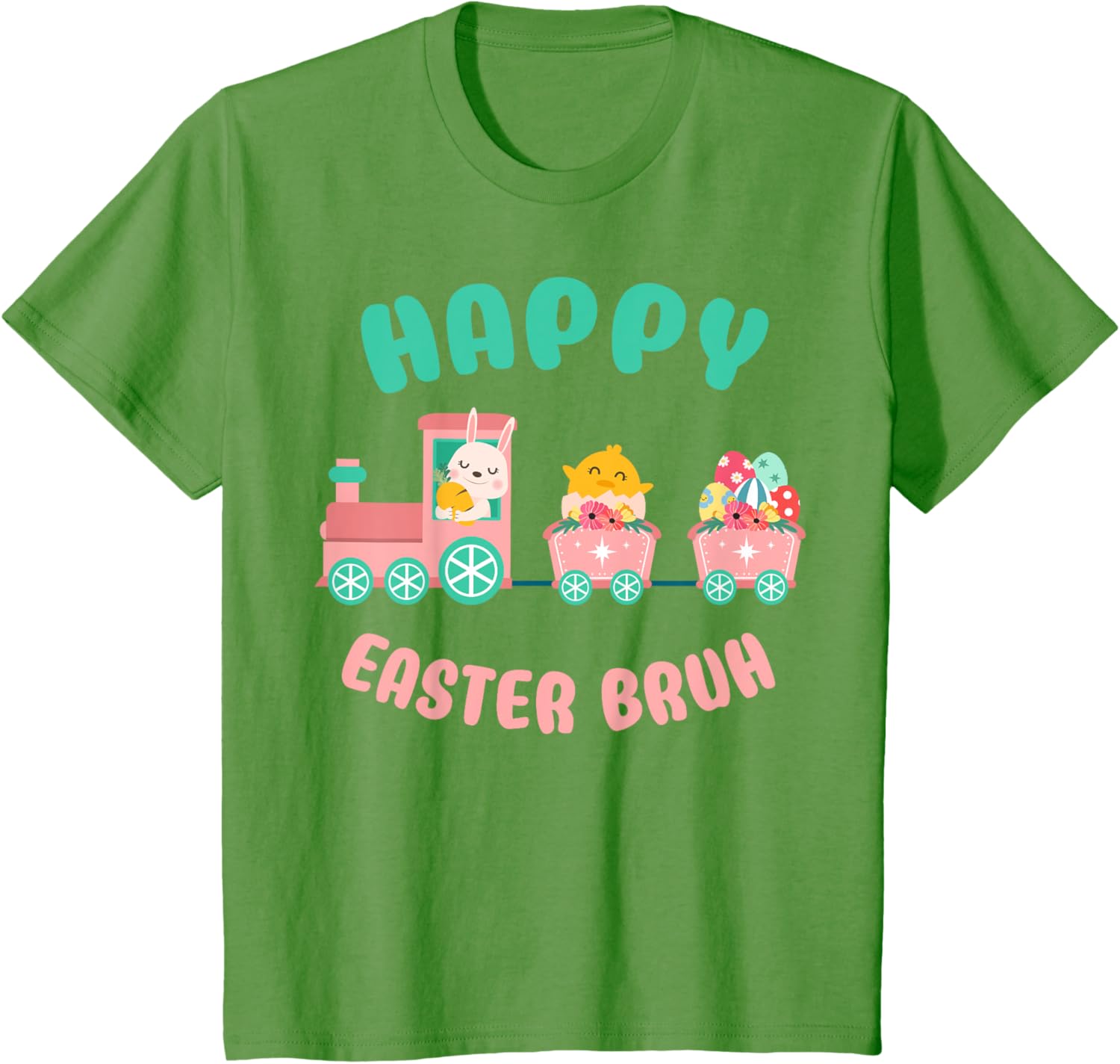 Happy Easter Bruh Cute Bunny And Train Easter Day T-Shirt