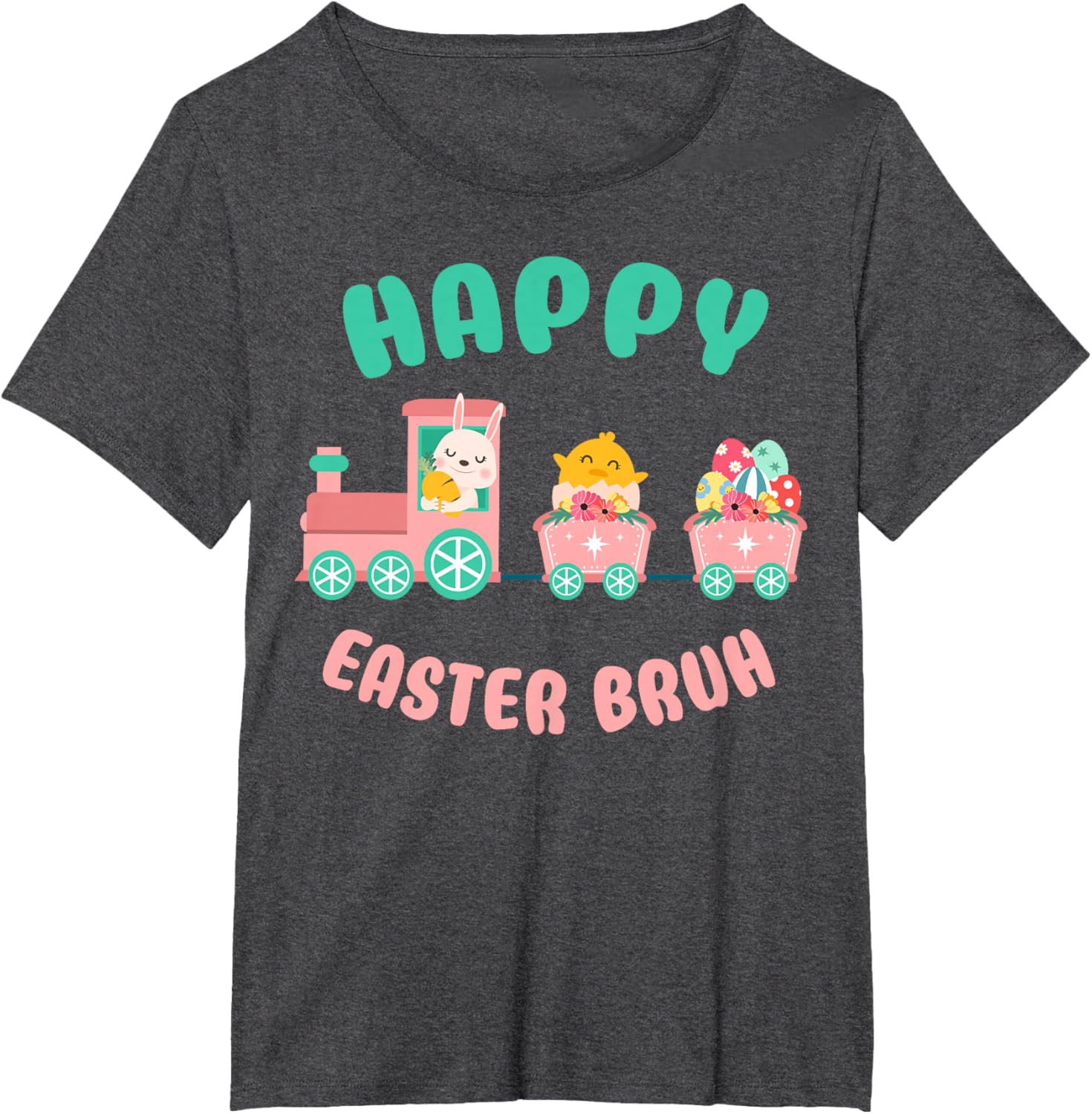 Happy Easter Bruh Cute Bunny And Train Easter Day T-Shirt