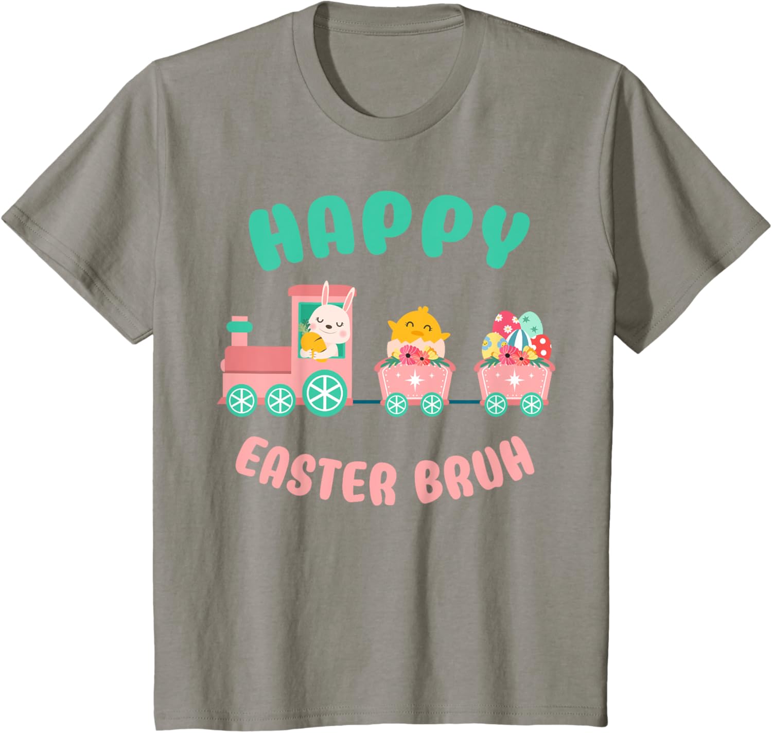 Happy Easter Bruh Cute Bunny And Train Easter Day T-Shirt