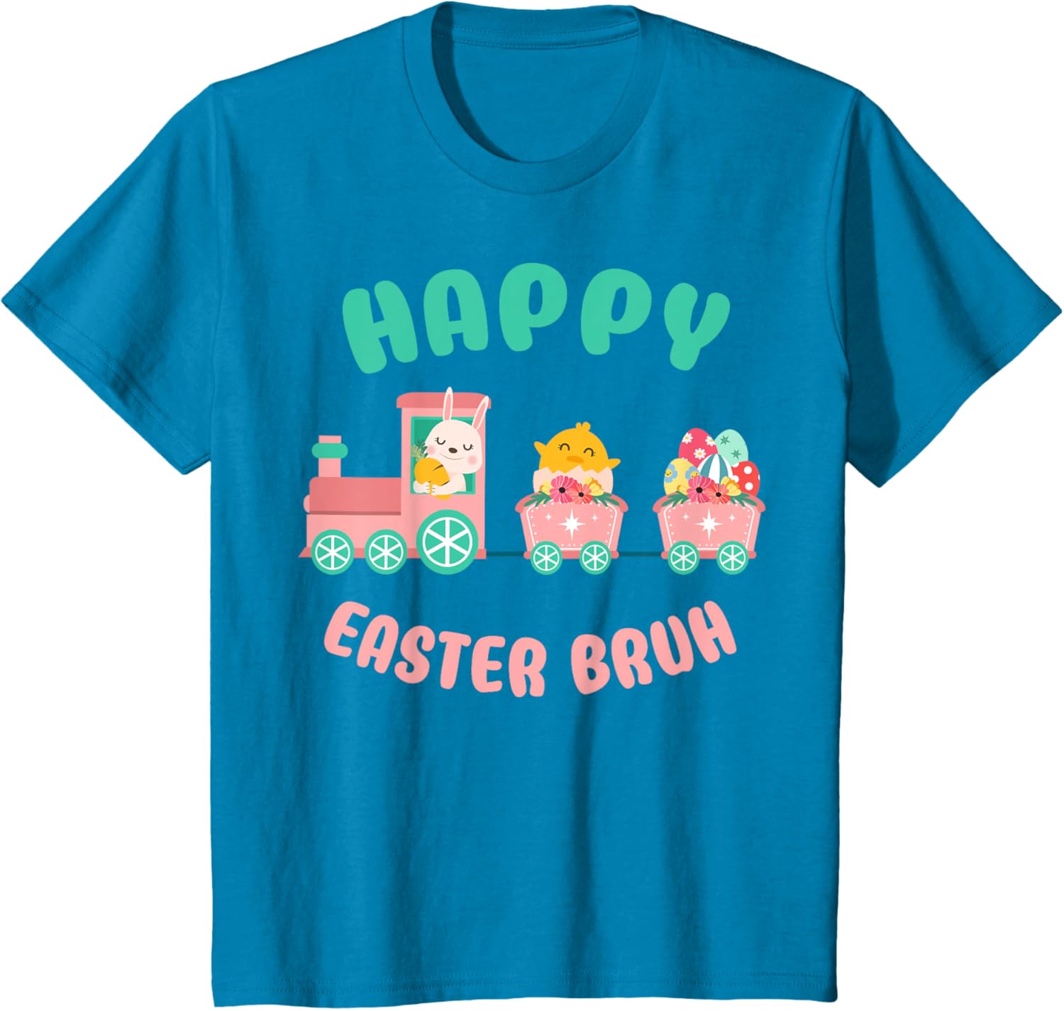 Happy Easter Bruh Cute Bunny And Train Easter Day T-Shirt