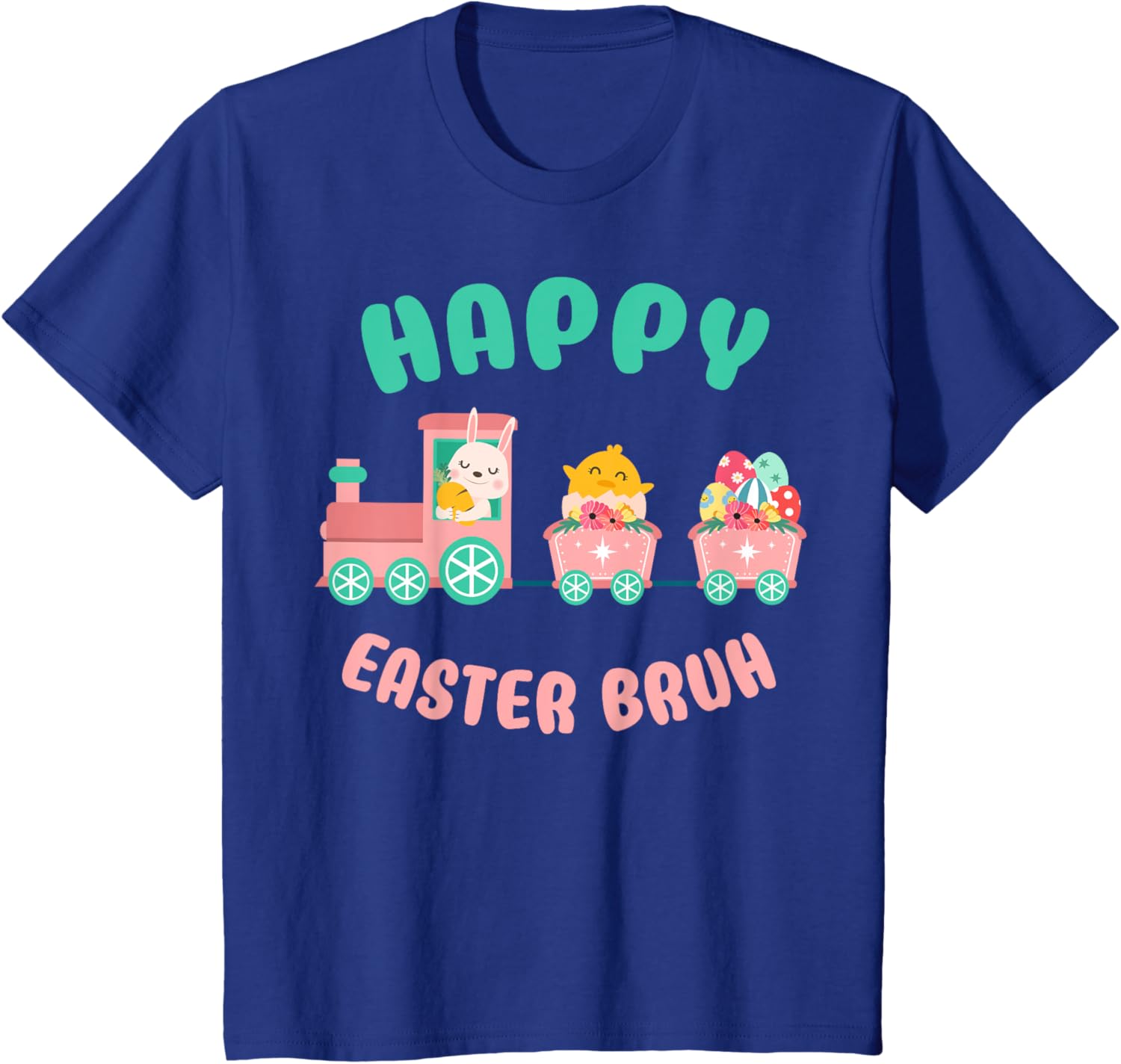 Happy Easter Bruh Cute Bunny And Train Easter Day T-Shirt