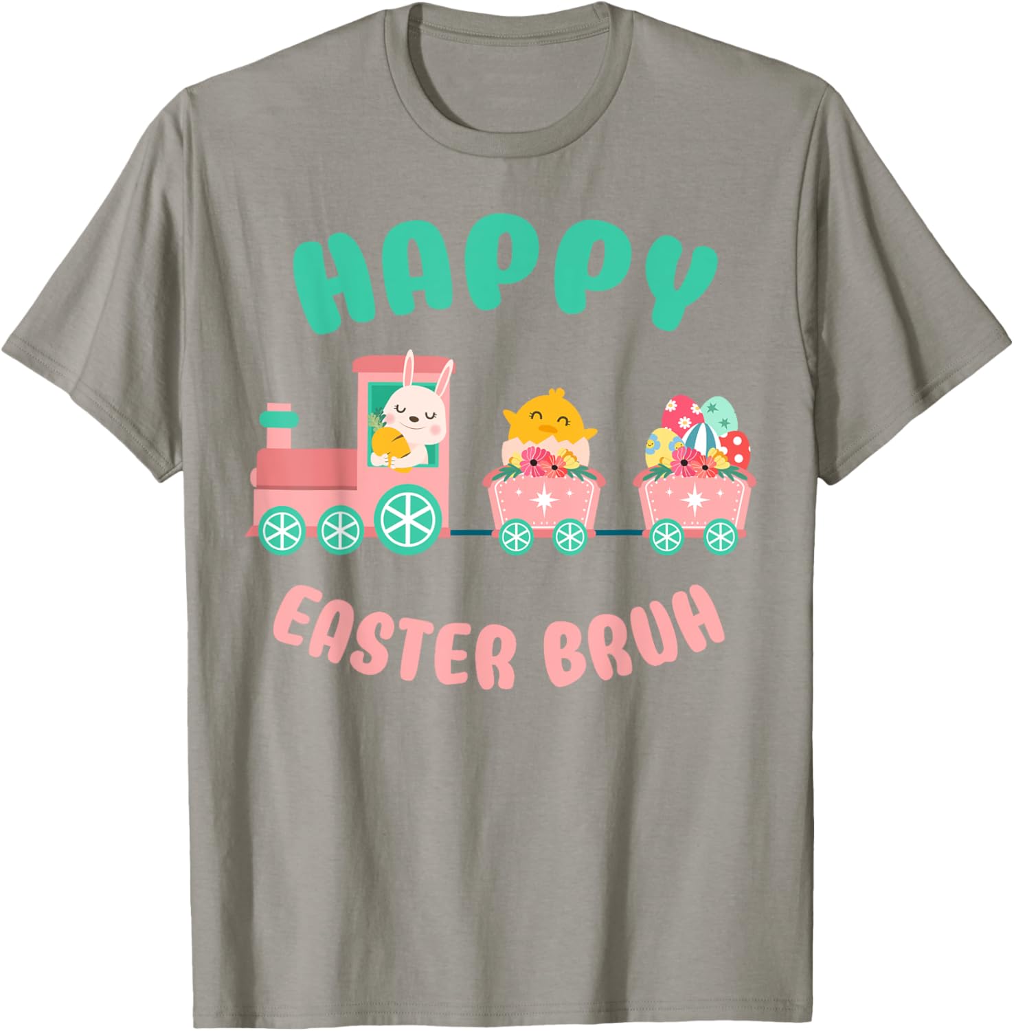 Happy Easter Bruh Cute Bunny And Train Easter Day T-Shirt