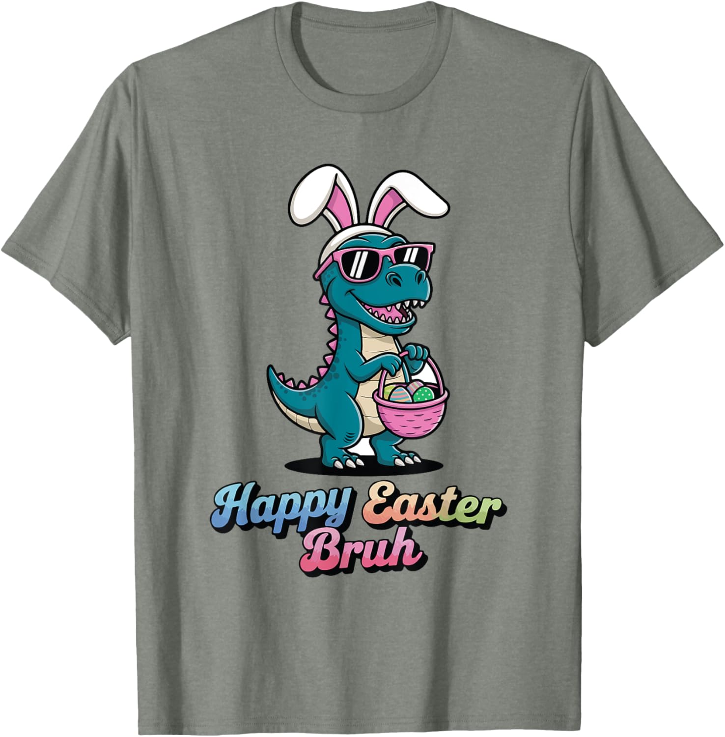 Happy Easter Bruh Funny Dinosaur meme easter T-Shirt