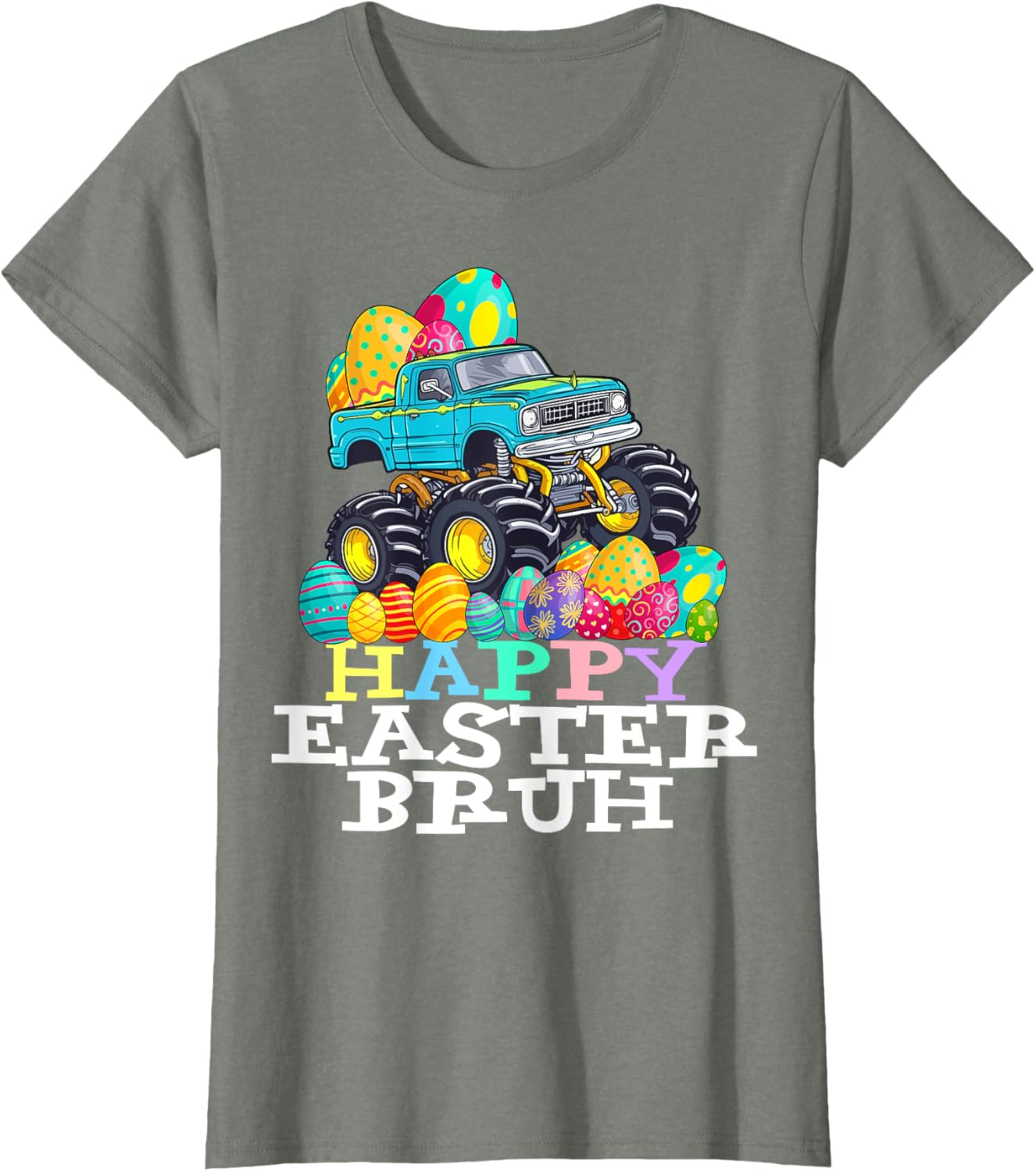 Happy Easter Bruh Monster Truck Easter Eggs Funny T-Shirt