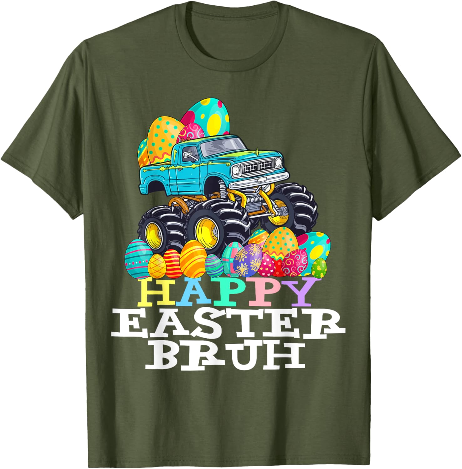 Happy Easter Bruh Monster Truck Easter Eggs Funny T-Shirt