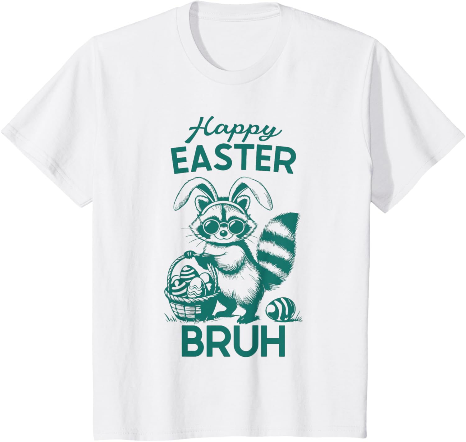 Happy Easter Bruh Raccoon Easter Bunny Rabbit Racoon Animal T-Shirt