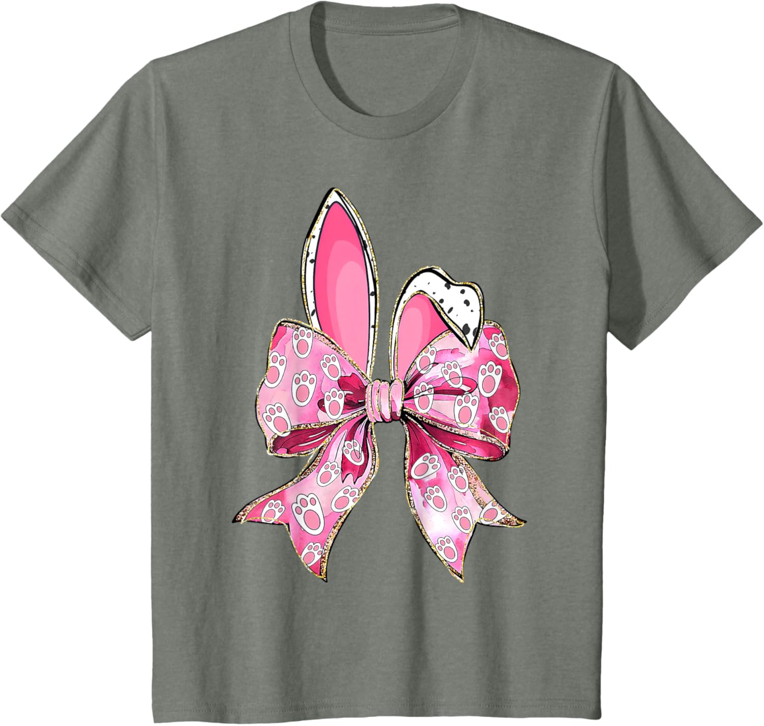 Happy Easter Bunny Coquette Bow Ears Girls Teen Women T-Shirt