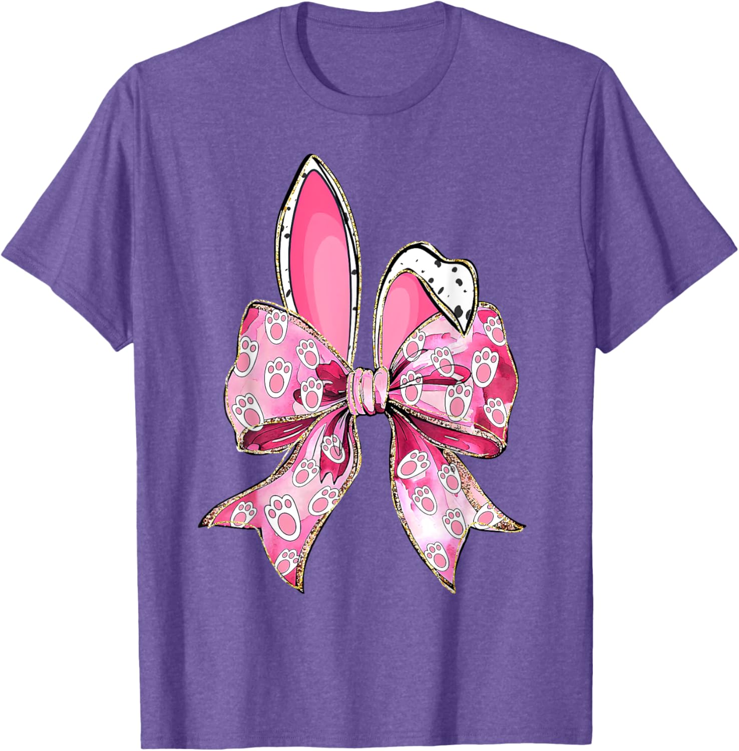 Happy Easter Bunny Coquette Bow Ears Girls Teen Women T-Shirt