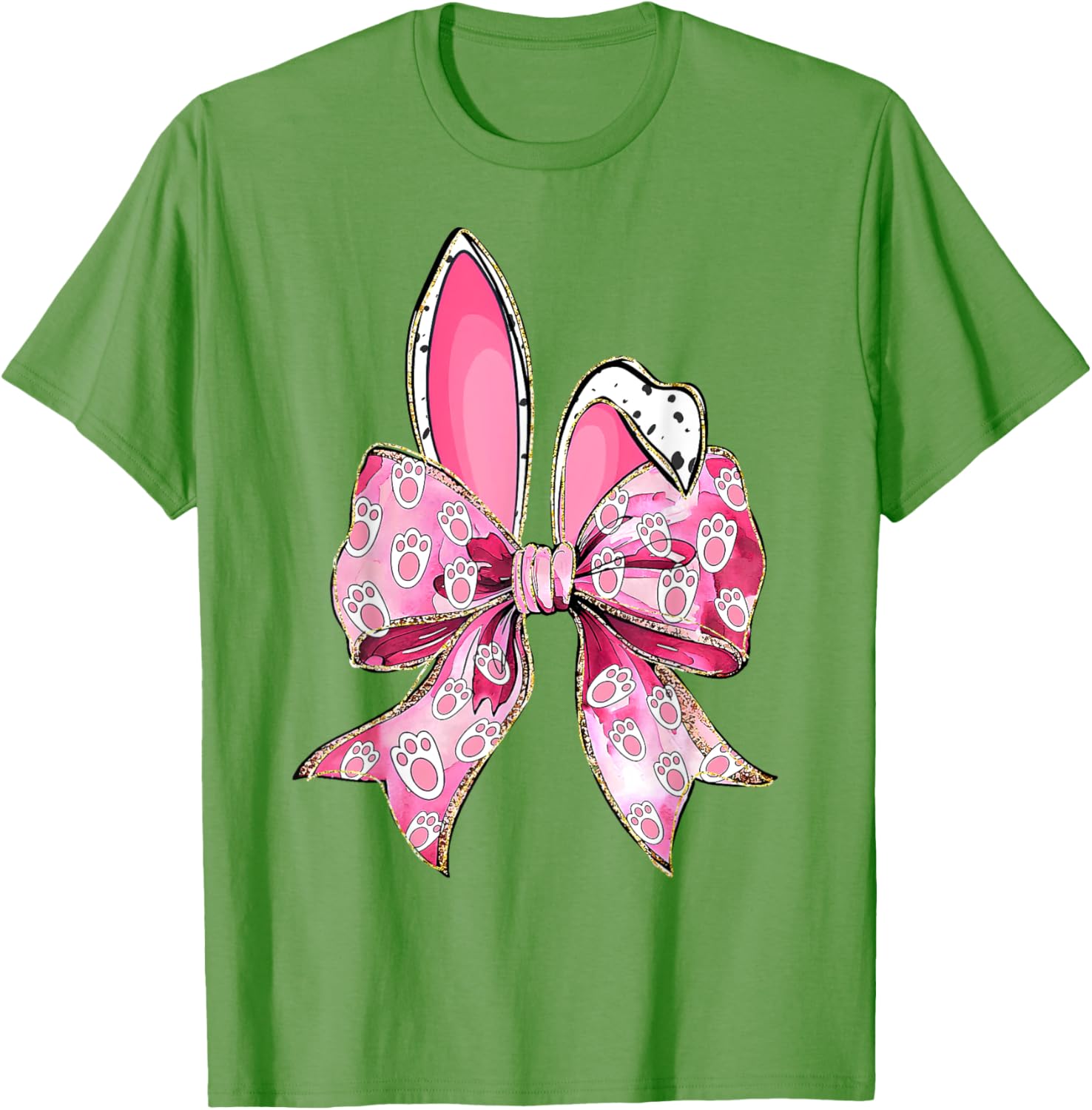 Happy Easter Bunny Coquette Bow Ears Girls Teen Women T-Shirt